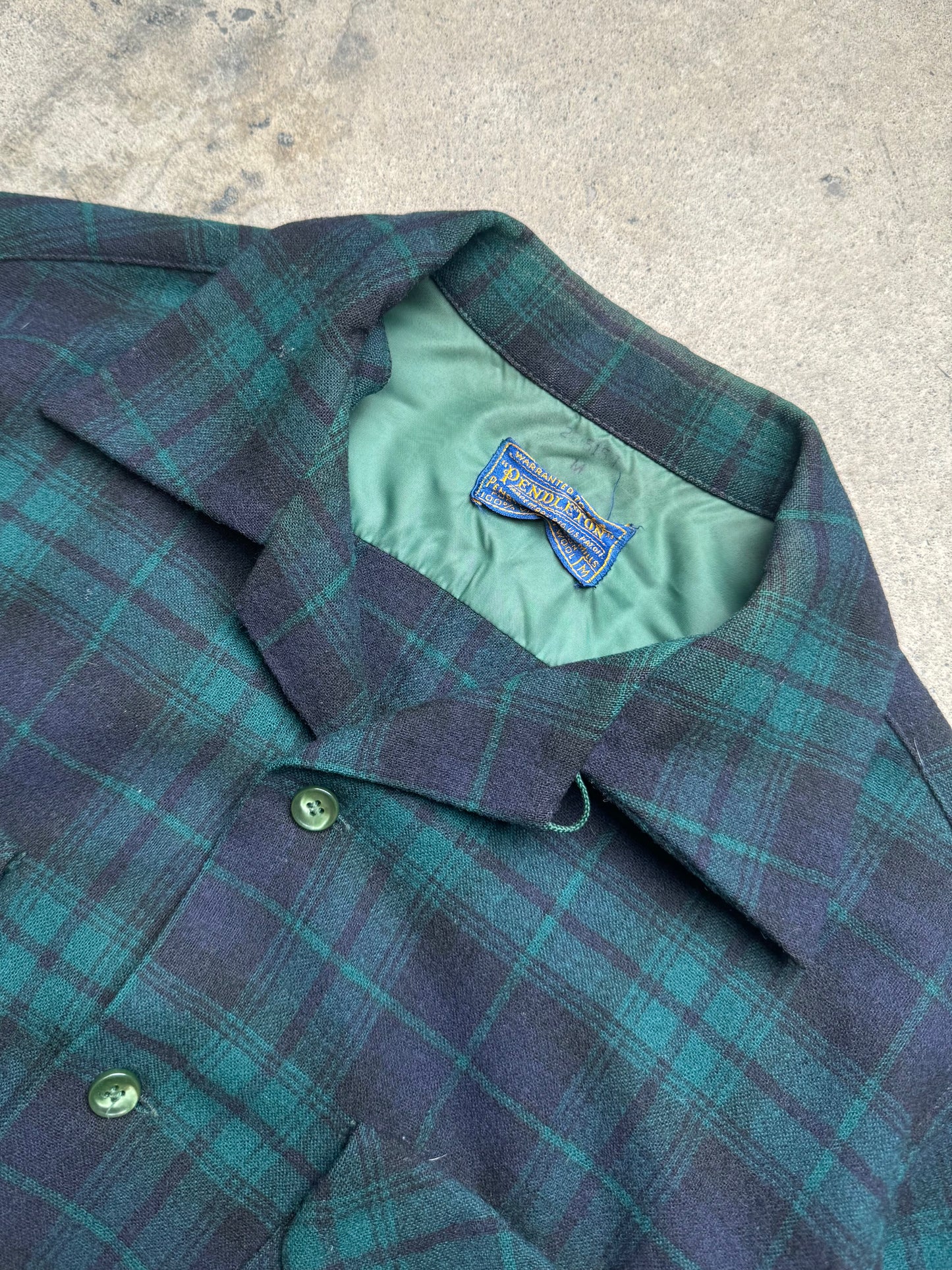 1960s/70s - Pendleton Plaid Wool Loop Collar Shirt