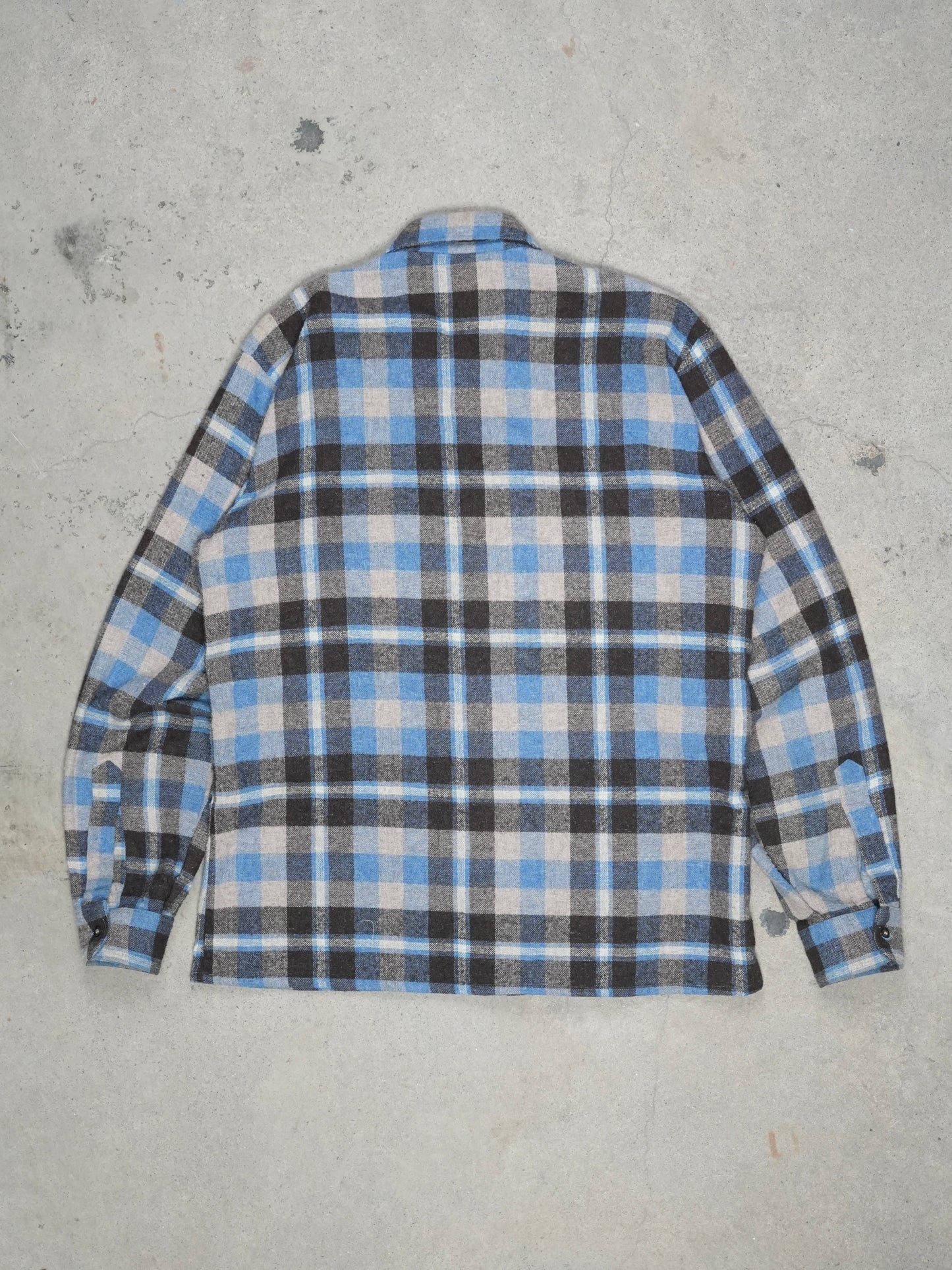 1960S - LA CHEMISE PARIS PLAID WOOL BUTTON UP