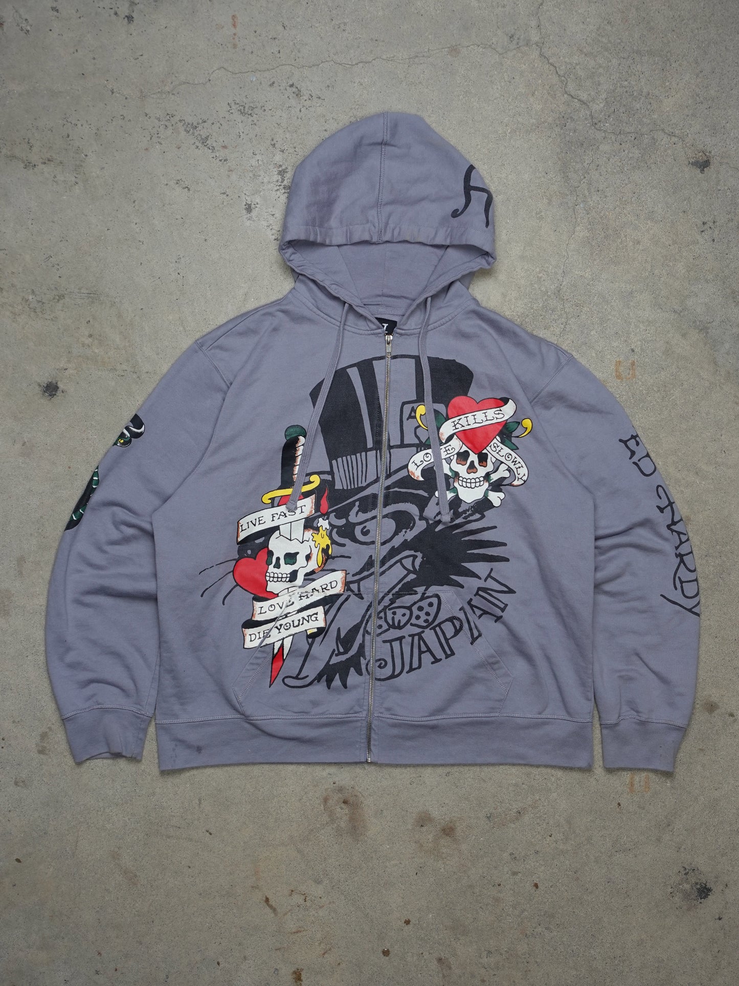 Ed Hardy Graphic Zip-Up Hoodie (XL)