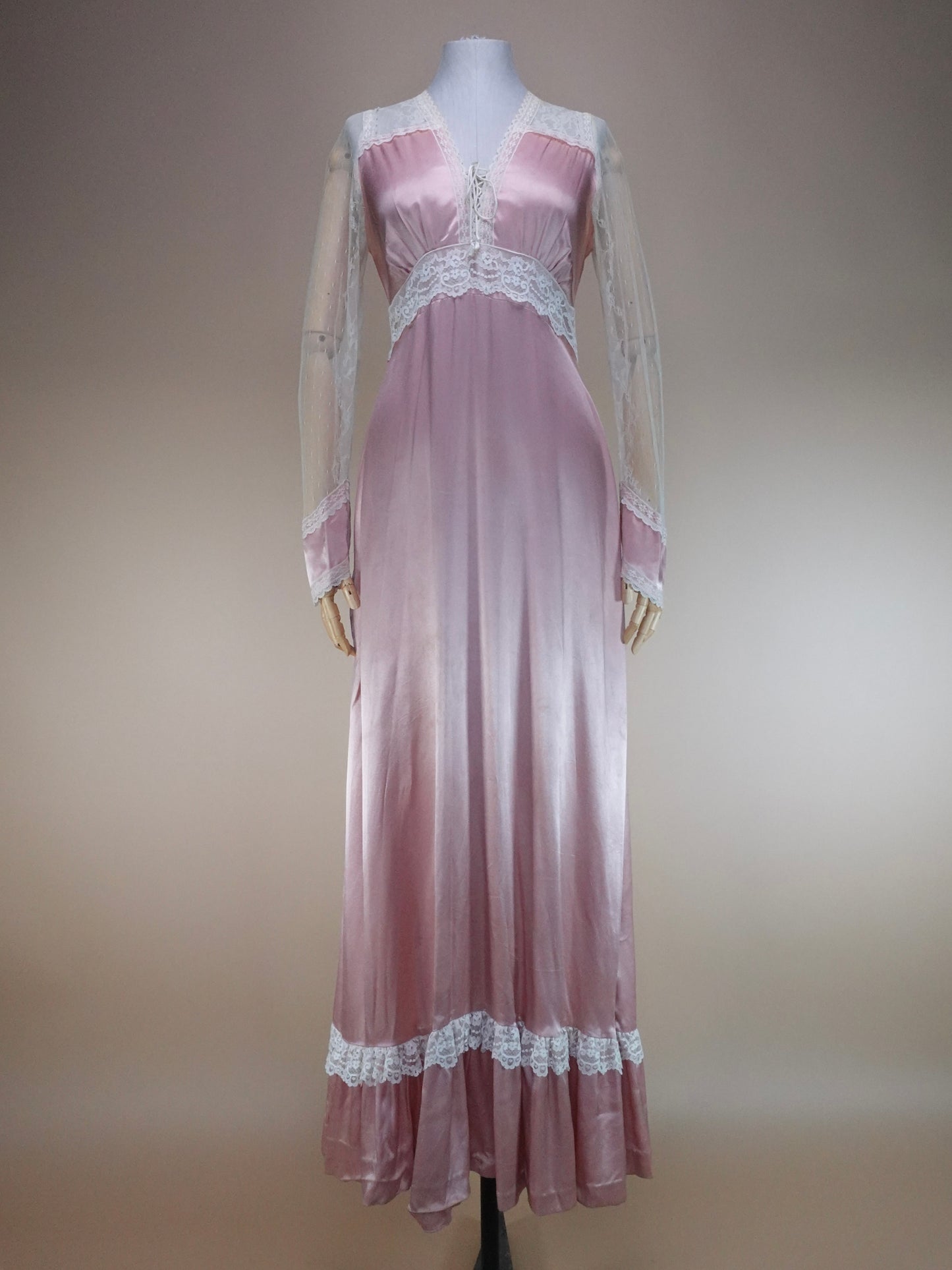 1970s - Gunne Sax Gold Label Pink Silk Dress