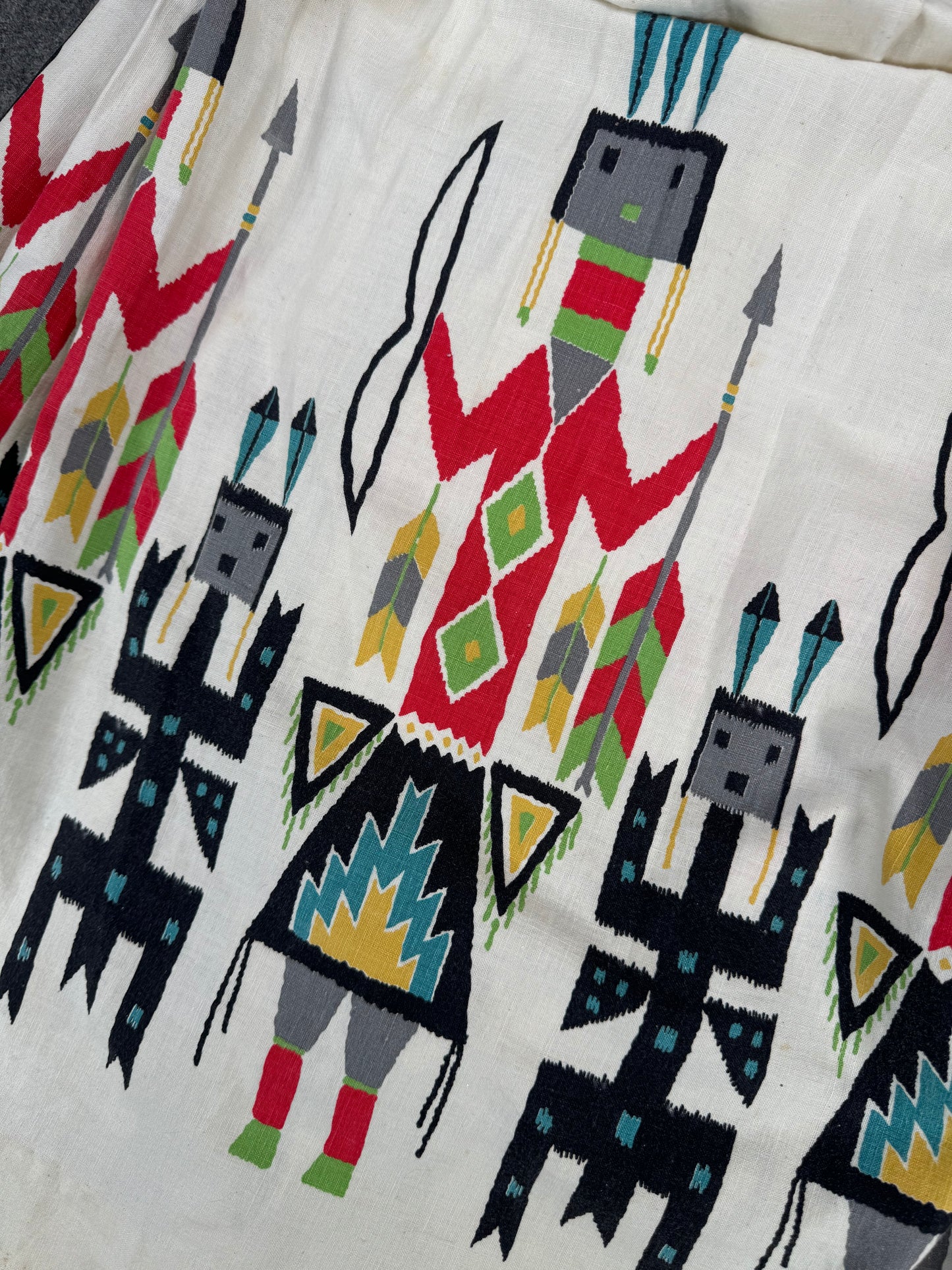 Vintage 1950s/60 - Hopi Kachina Doll Native American Southwestern Midi Skirt