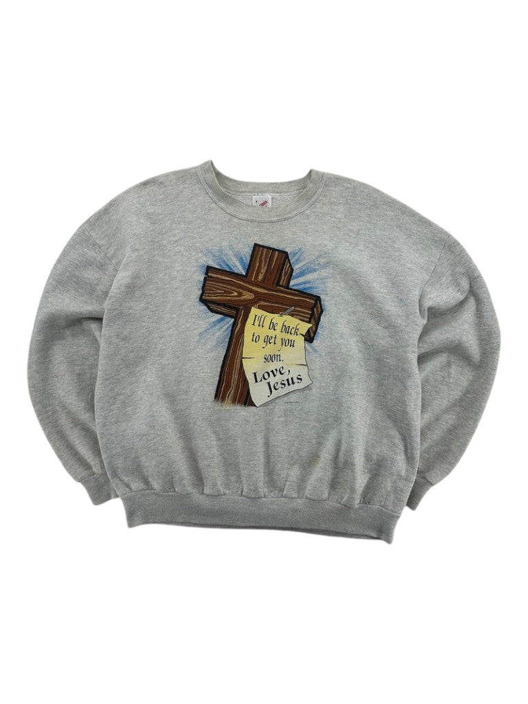 1990s Jesus "I'll Be Back To Get You Soon" Crewneck