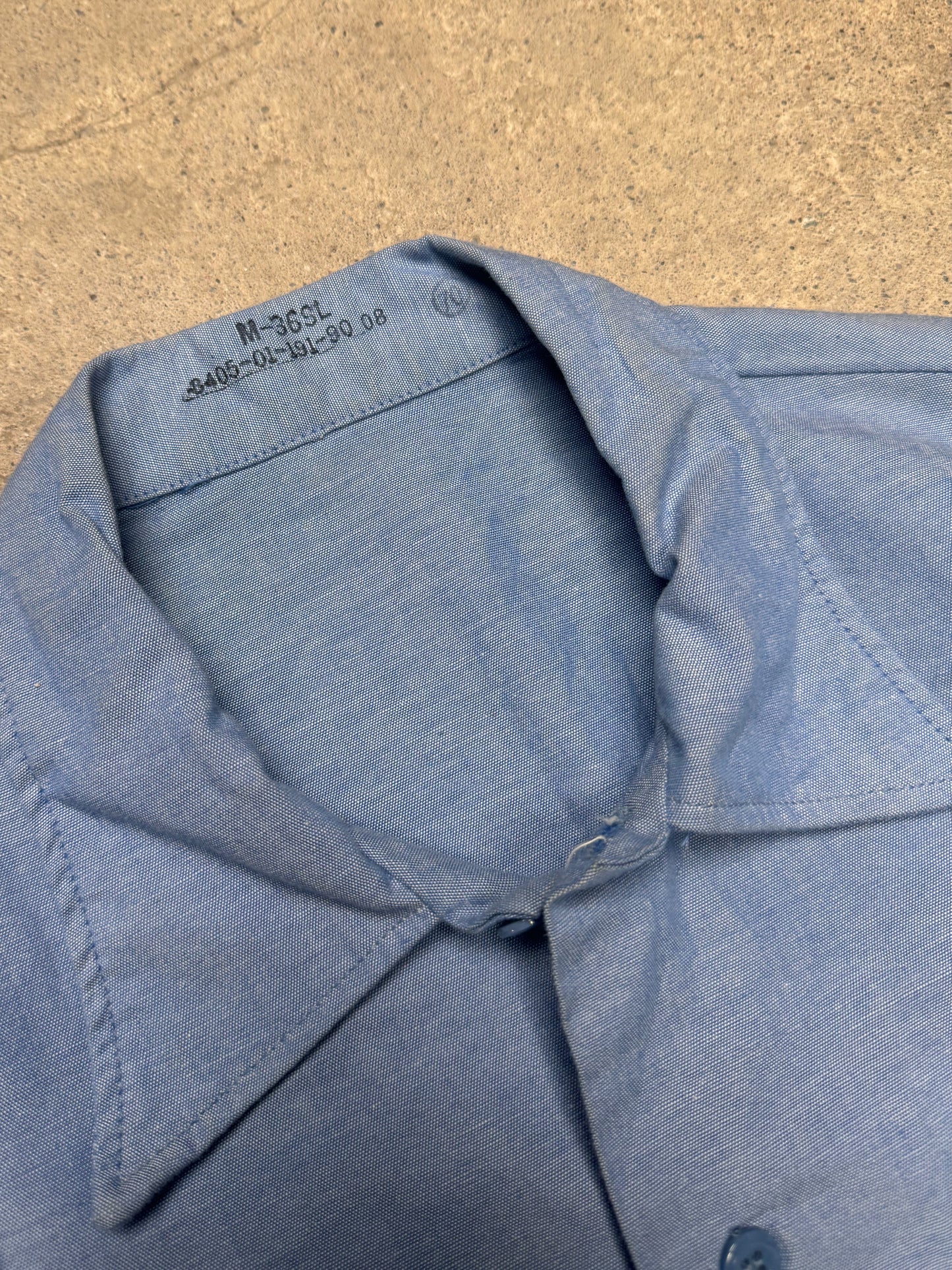 Blue Button-Up Work Shirt (M)