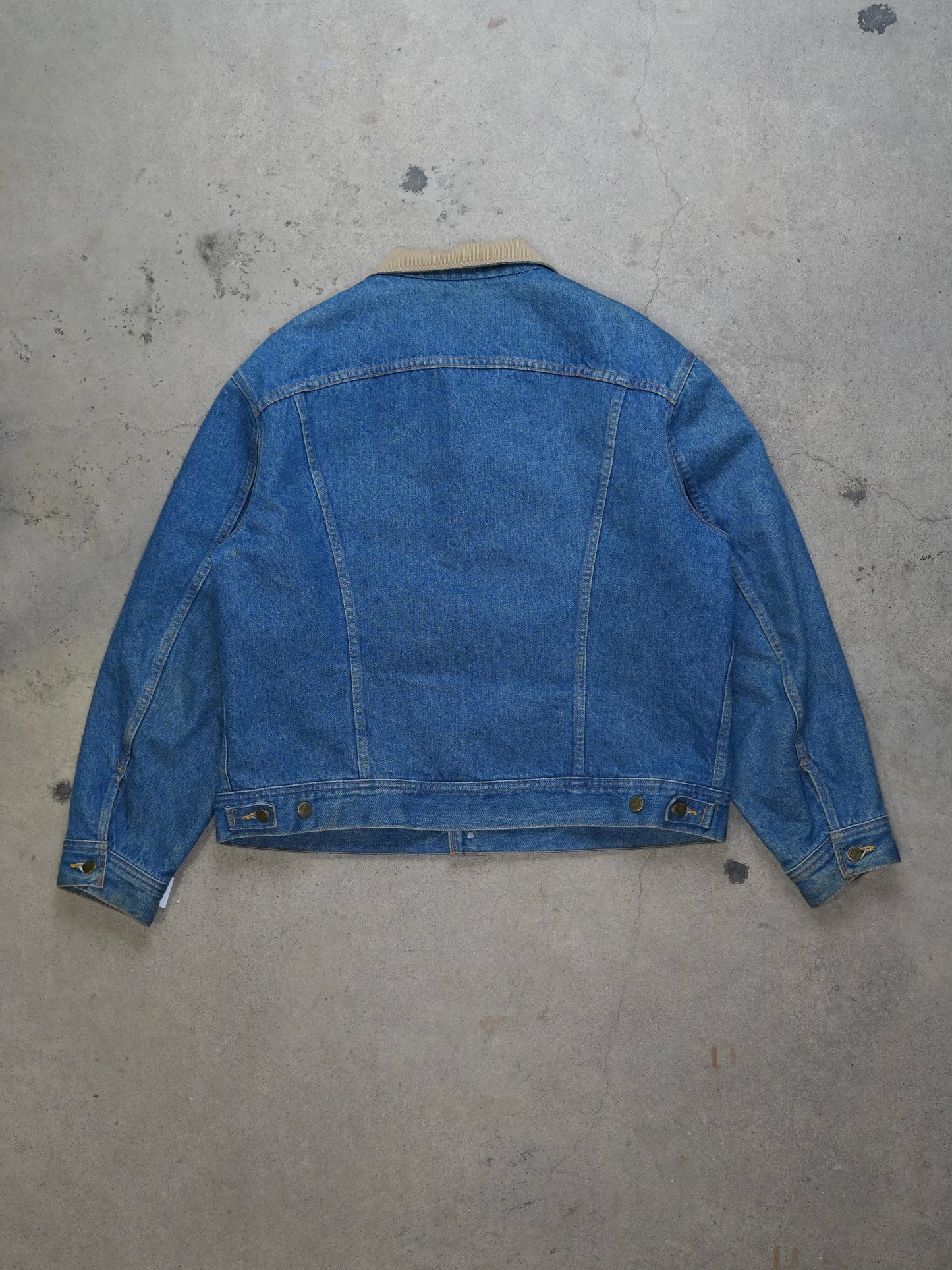 1980S - LEE STORM RIDER DENIM JACKET CORDUROY COLAR