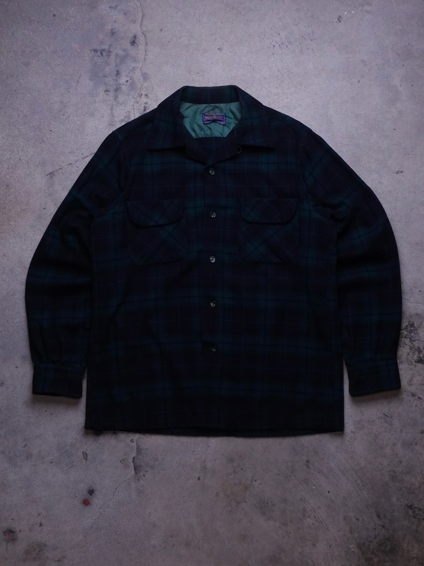 1960s/70s - Pendleton Plaid Wool Loop Collar Shirt