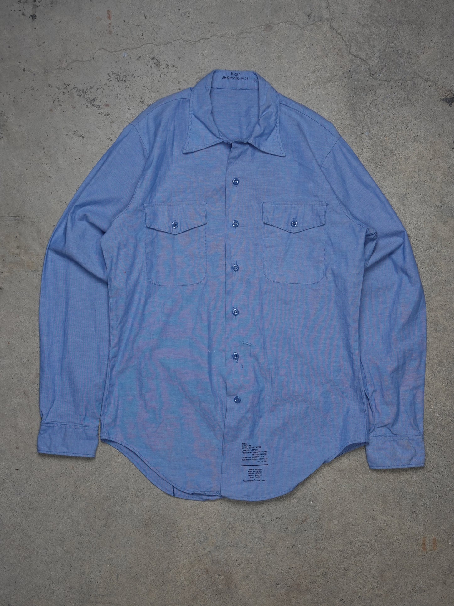 Blue Button-Up Work Shirt (M)