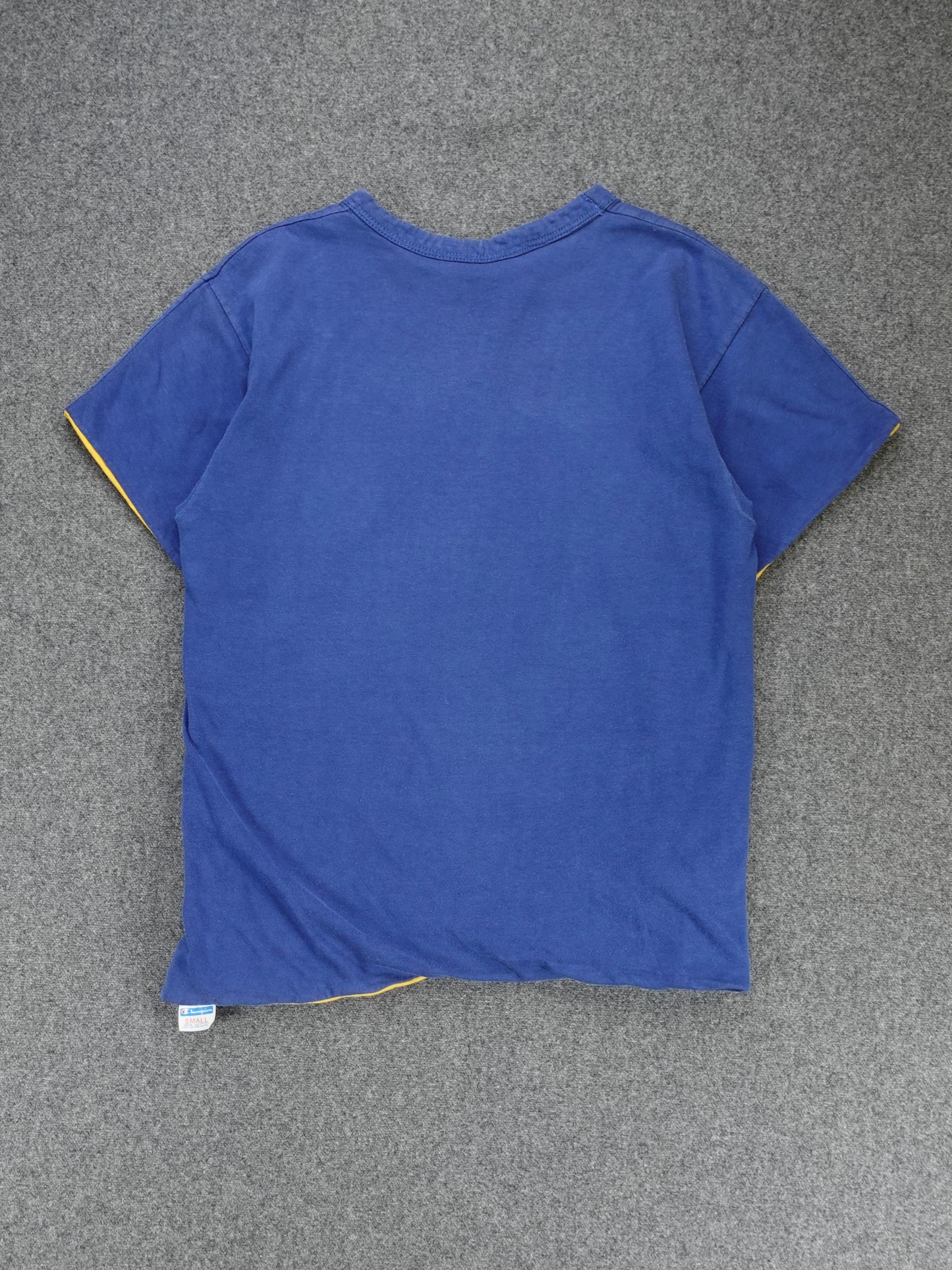 1980s - Champion Reversible Two Tone Yellow Blue T-Shirt