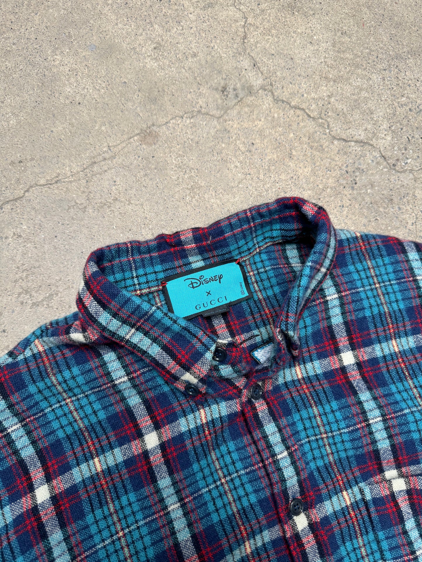 GUCCI X DISNEY PLAID BUTTON UP SHIRT