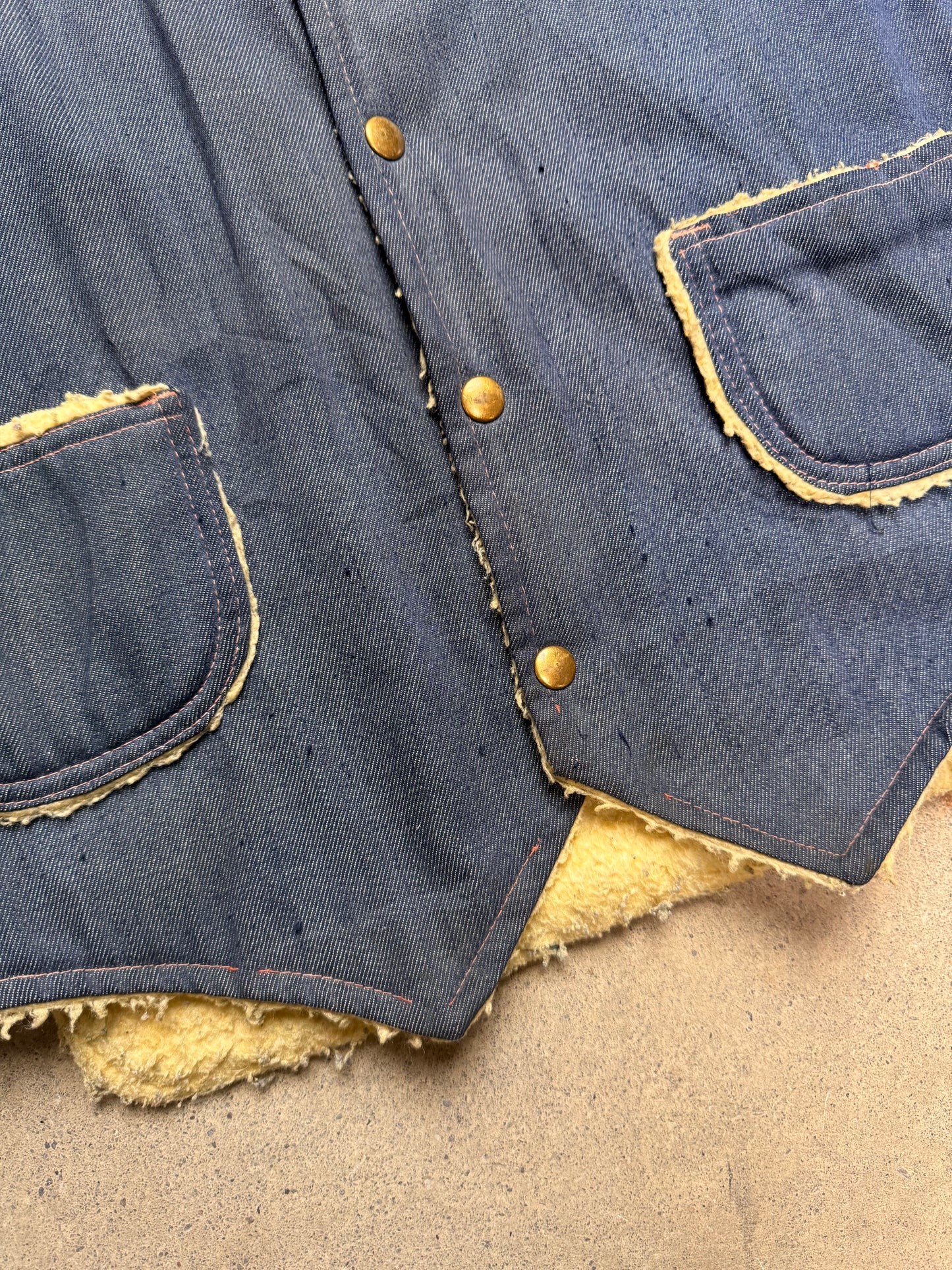 1960S - SHEARLING LINED DENIM VEST