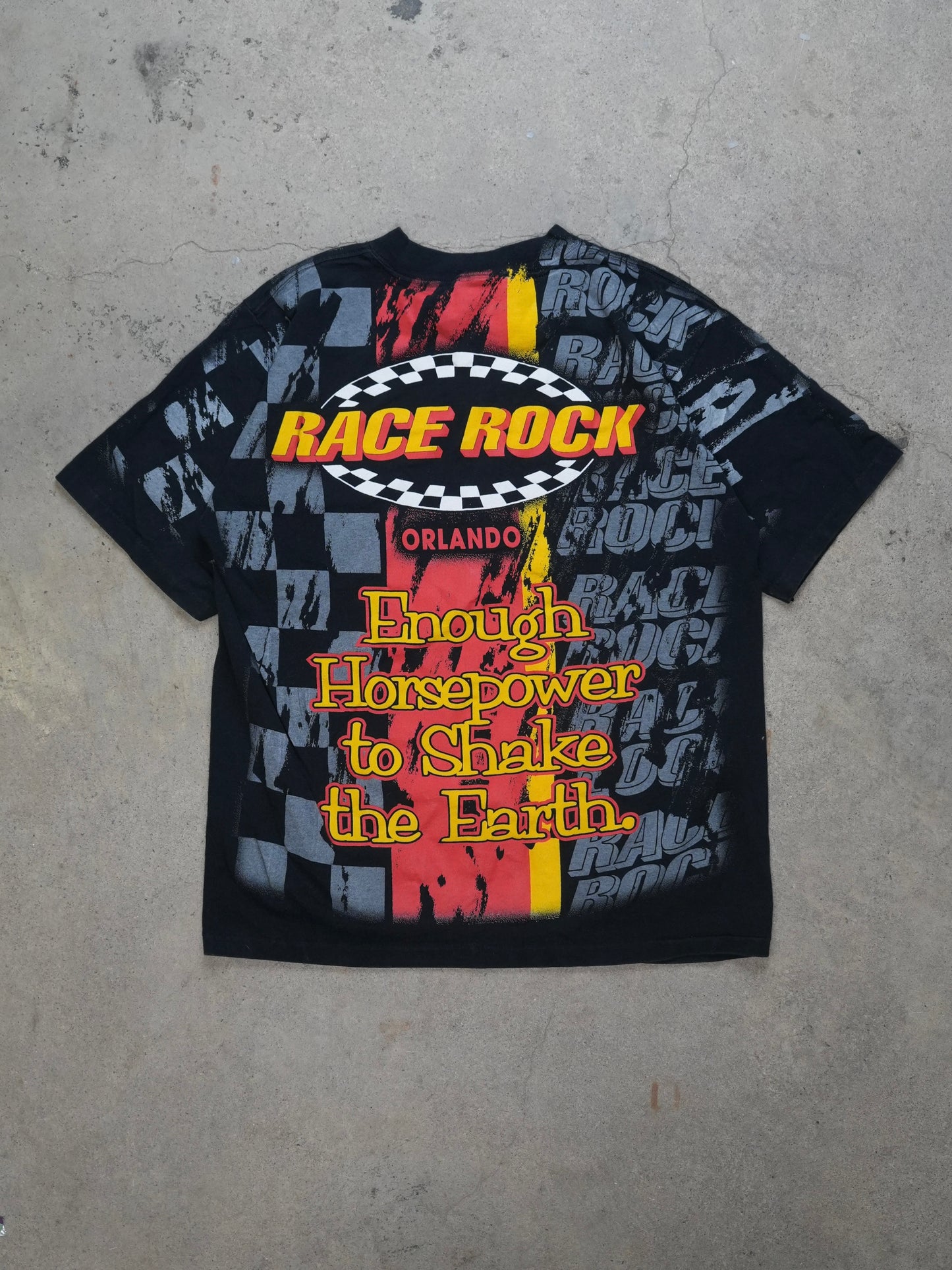1990S - RACE ROCK ALL OVER PRINT T-SHIRT