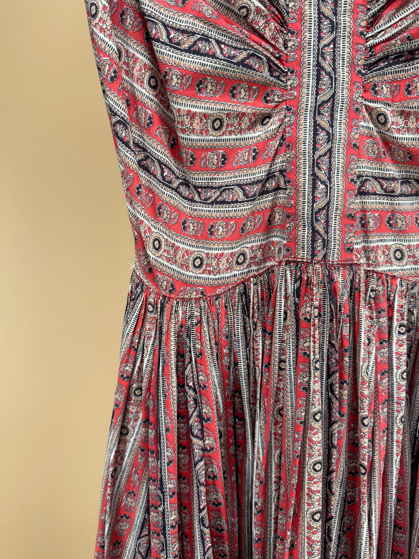 1950s - Flower Pattern Midi Sun Dress
