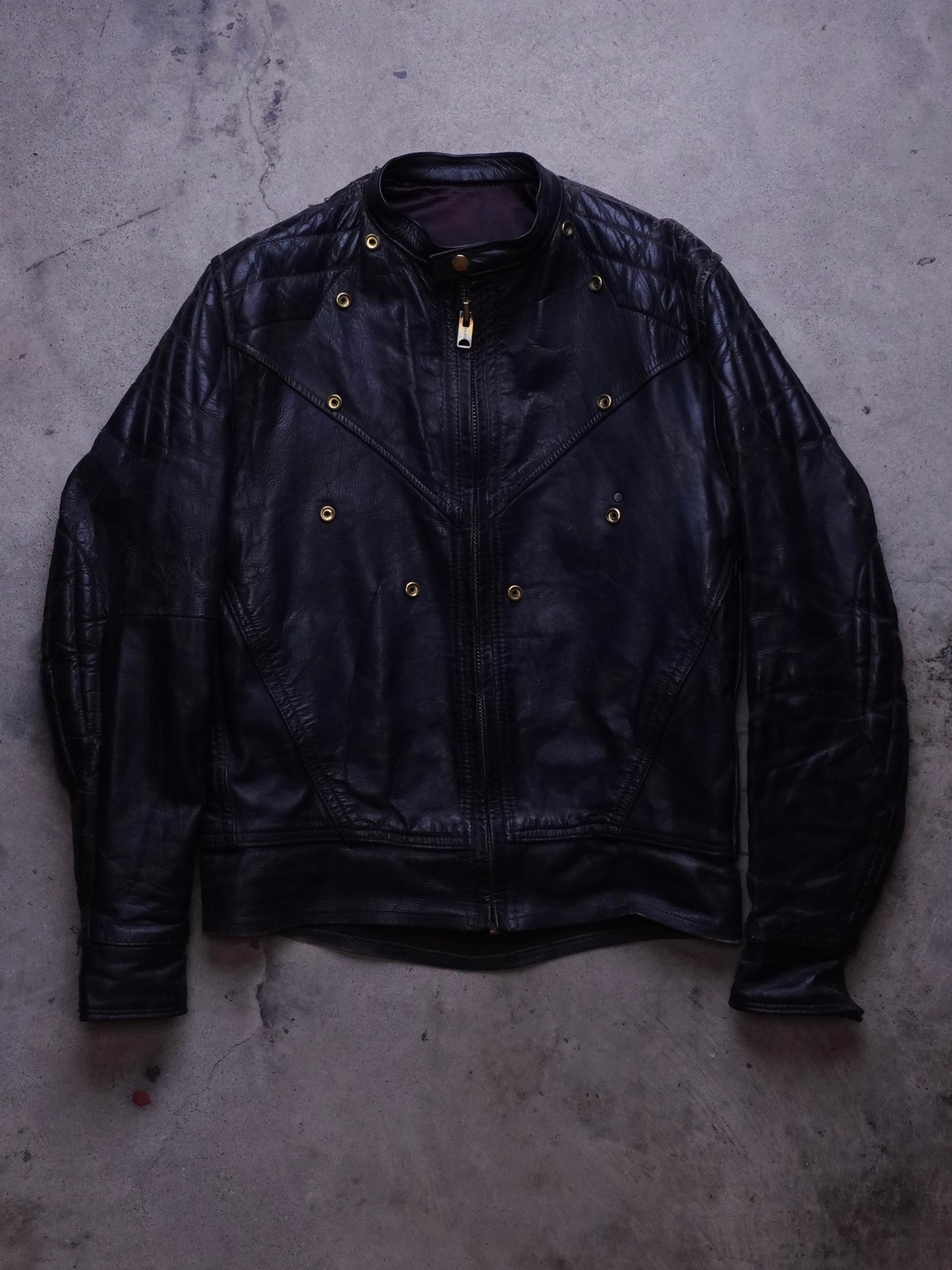 1960s/70s - Unbranded Black Horsehide Motorcycle Jacket