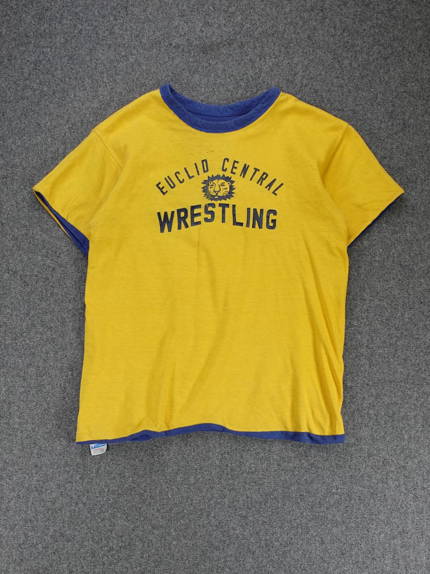 1980s - Champion Reversible Two Tone Yellow Blue T-Shirt