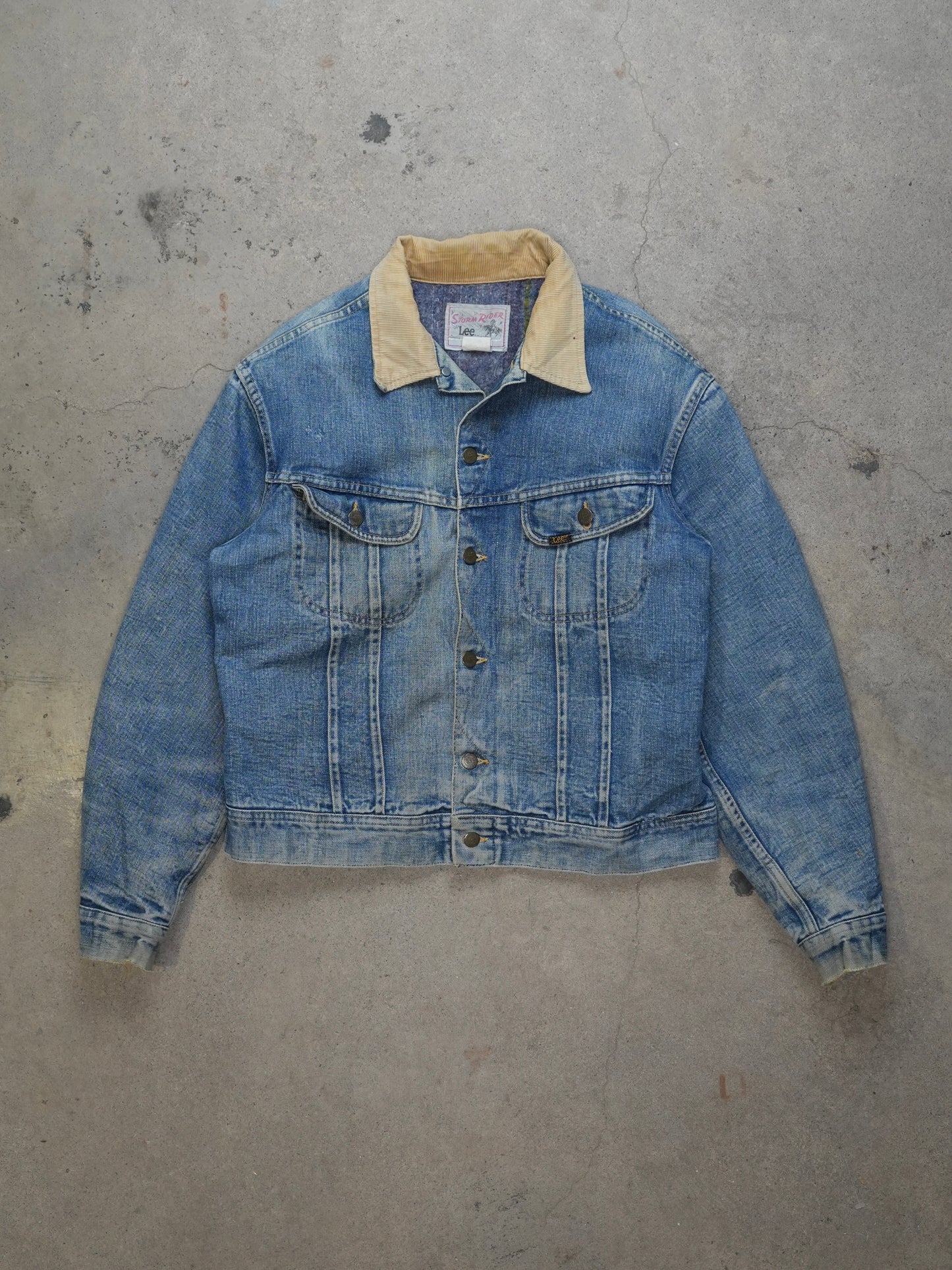 1970S - LEE STORM RIDER DENIM JACKET CORDUROY COLAR