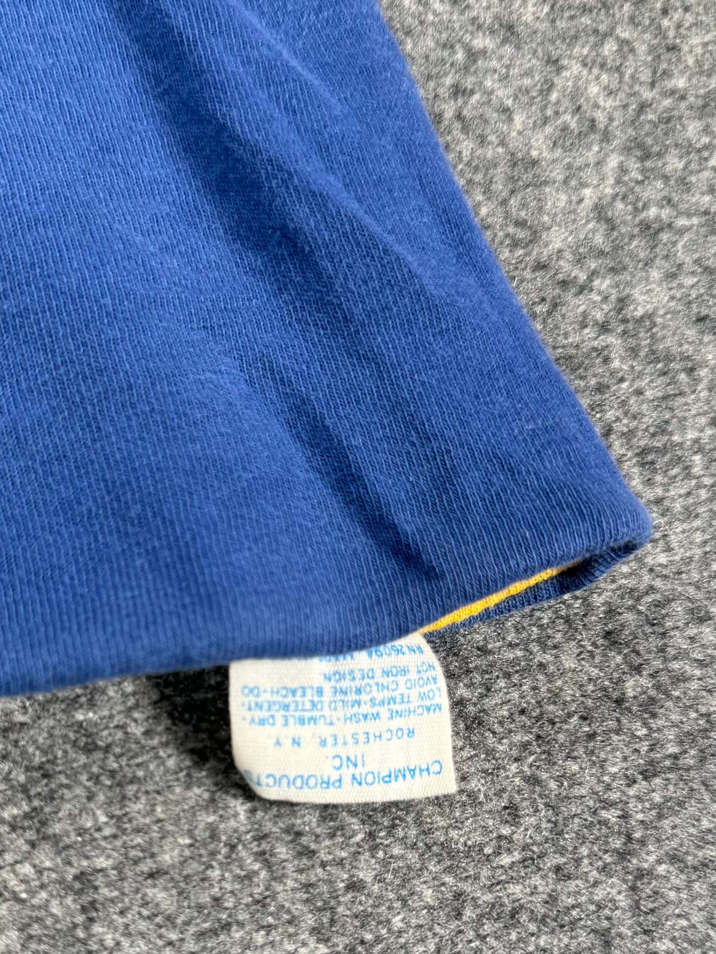 1980s - Champion Reversible Two Tone Yellow Blue T-Shirt