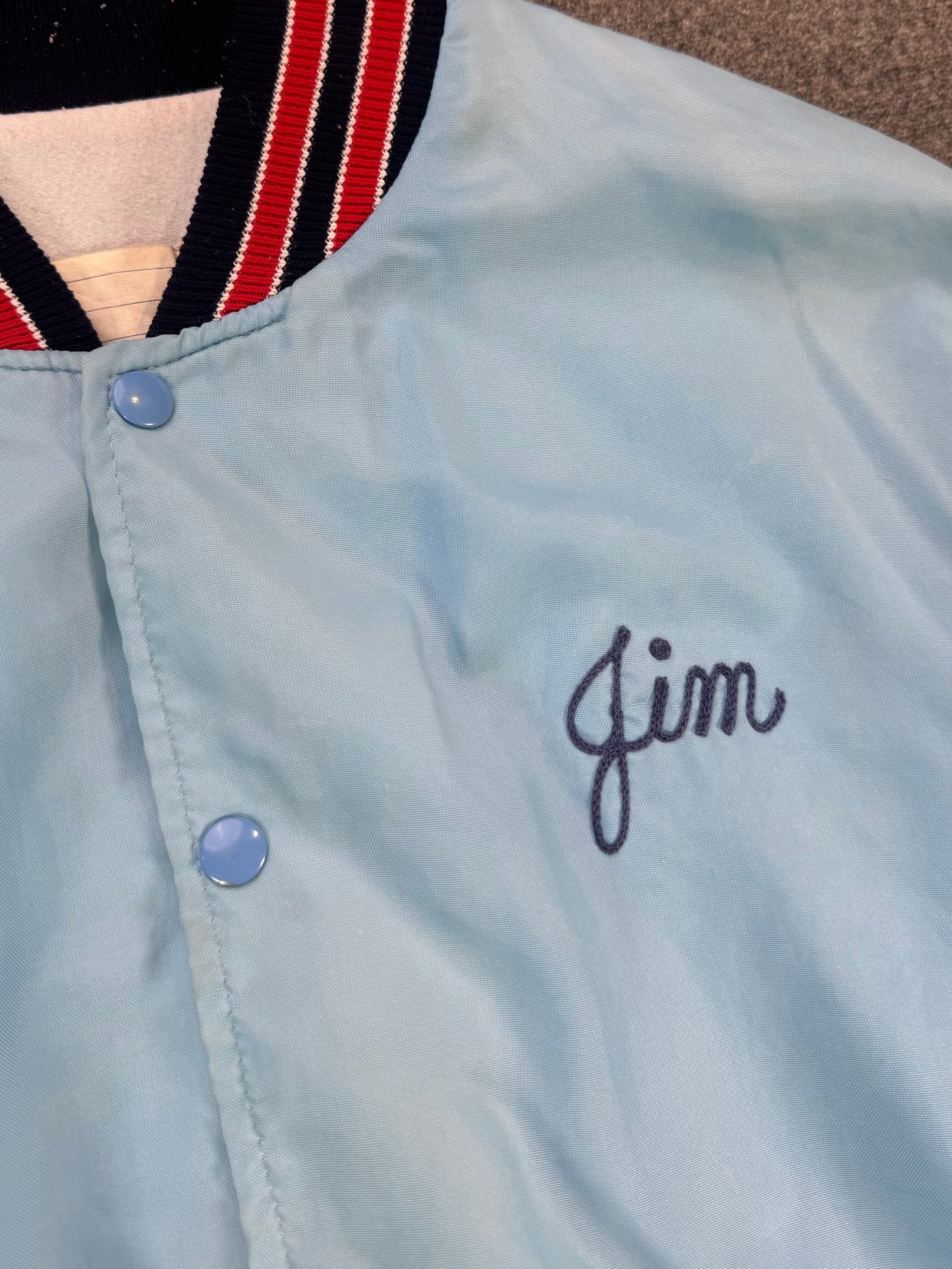 1960S - "Jimmys Auto Care" Satin Varsity Bomber Jacket