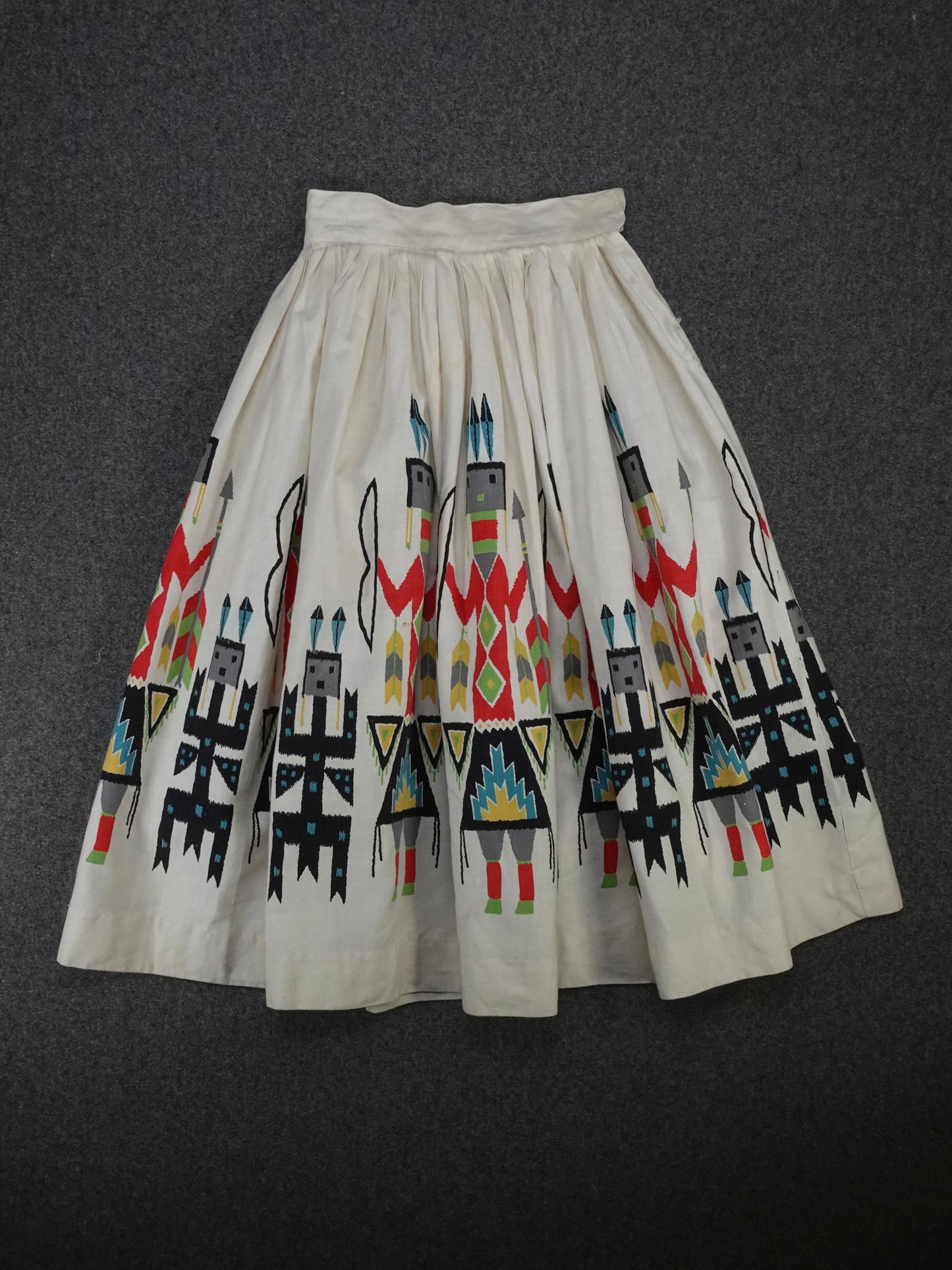 Vintage 1950s/60 - Hopi Kachina Doll Native American Southwestern Midi Skirt