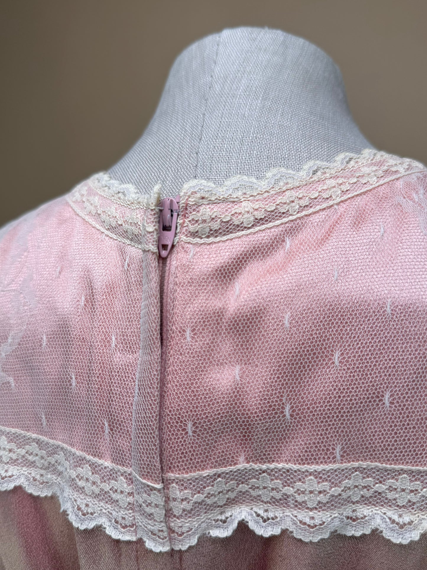 1970s - Gunne Sax Gold Label Pink Silk Dress
