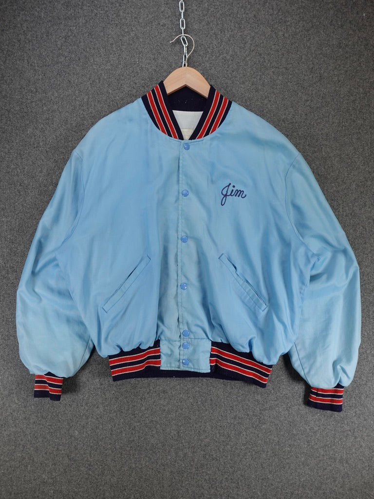 1960S - "Jimmys Auto Care" Satin Varsity Bomber Jacket