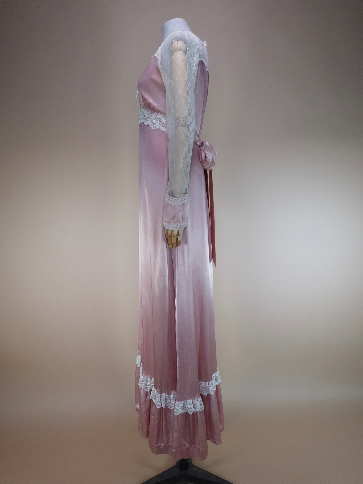 1970s - Gunne Sax Gold Label Pink Silk Dress