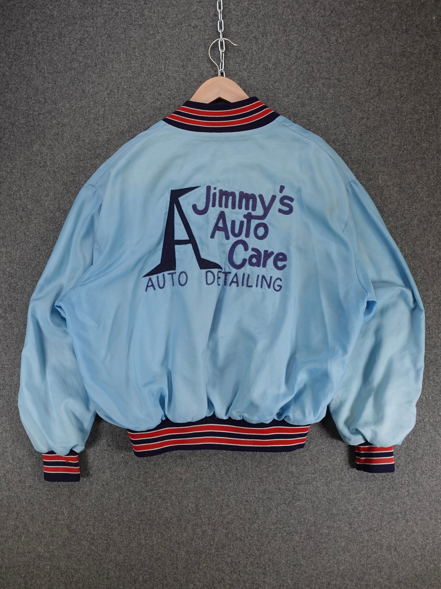 1960S - "Jimmys Auto Care" Satin Varsity Bomber Jacket