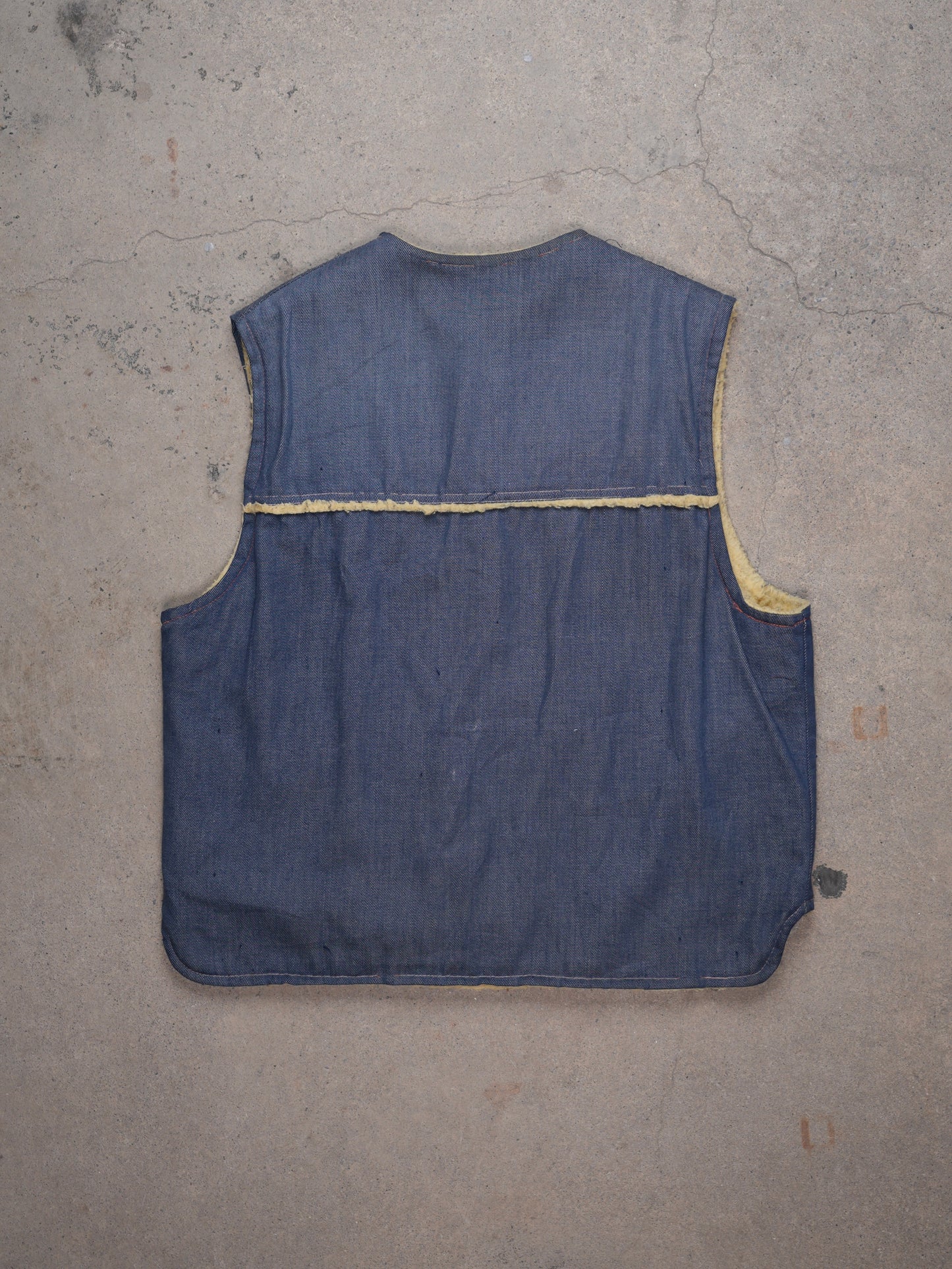 1960S - SHEARLING LINED DENIM VEST