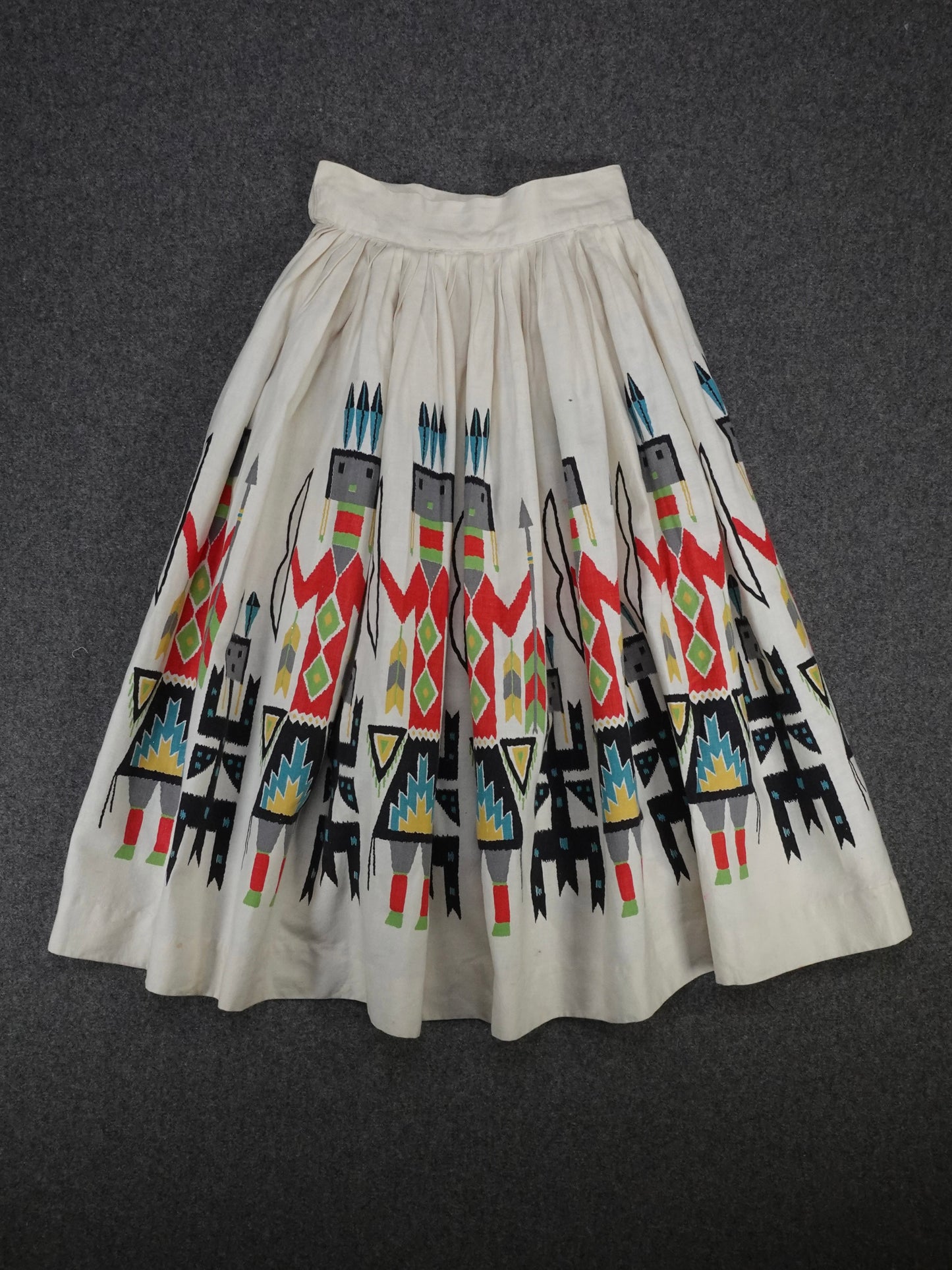 Vintage 1950s/60 - Hopi Kachina Doll Native American Southwestern Midi Skirt