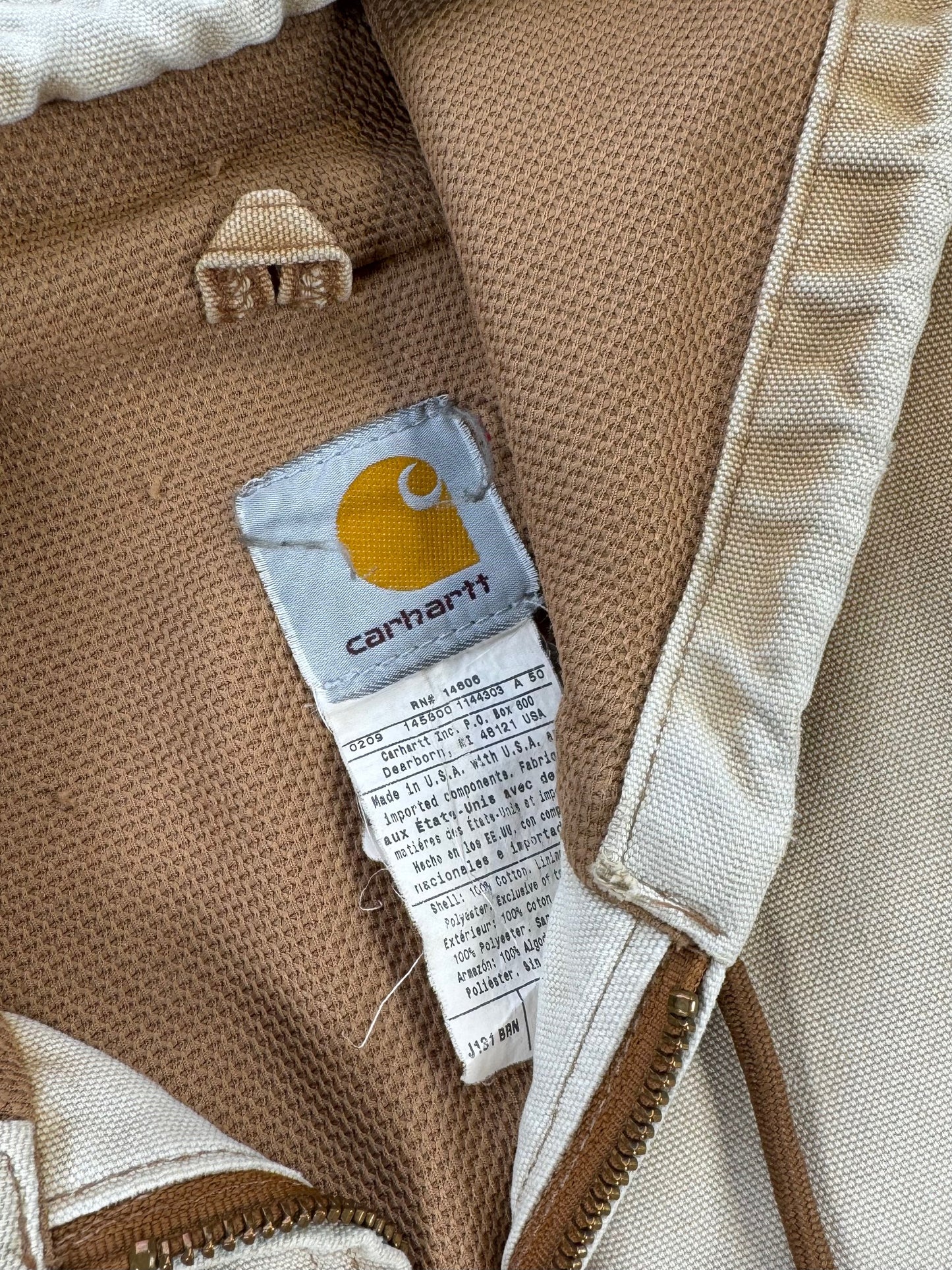 1990s - Carhartt J131 BRN Hooded Duck Canvas Work Jacket Made In USA