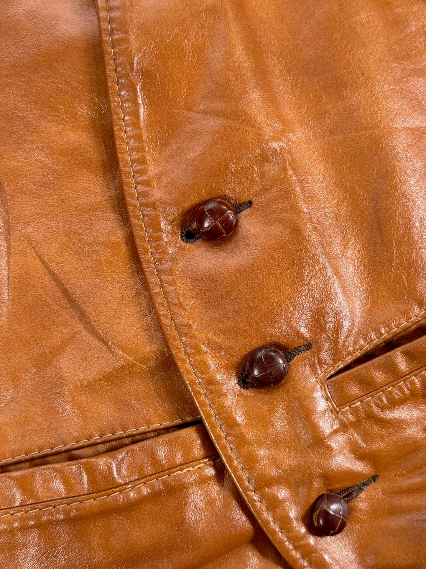 1970s - Genuine Leather Vest By Berman Buckskin Co. Minneapolis, Minn