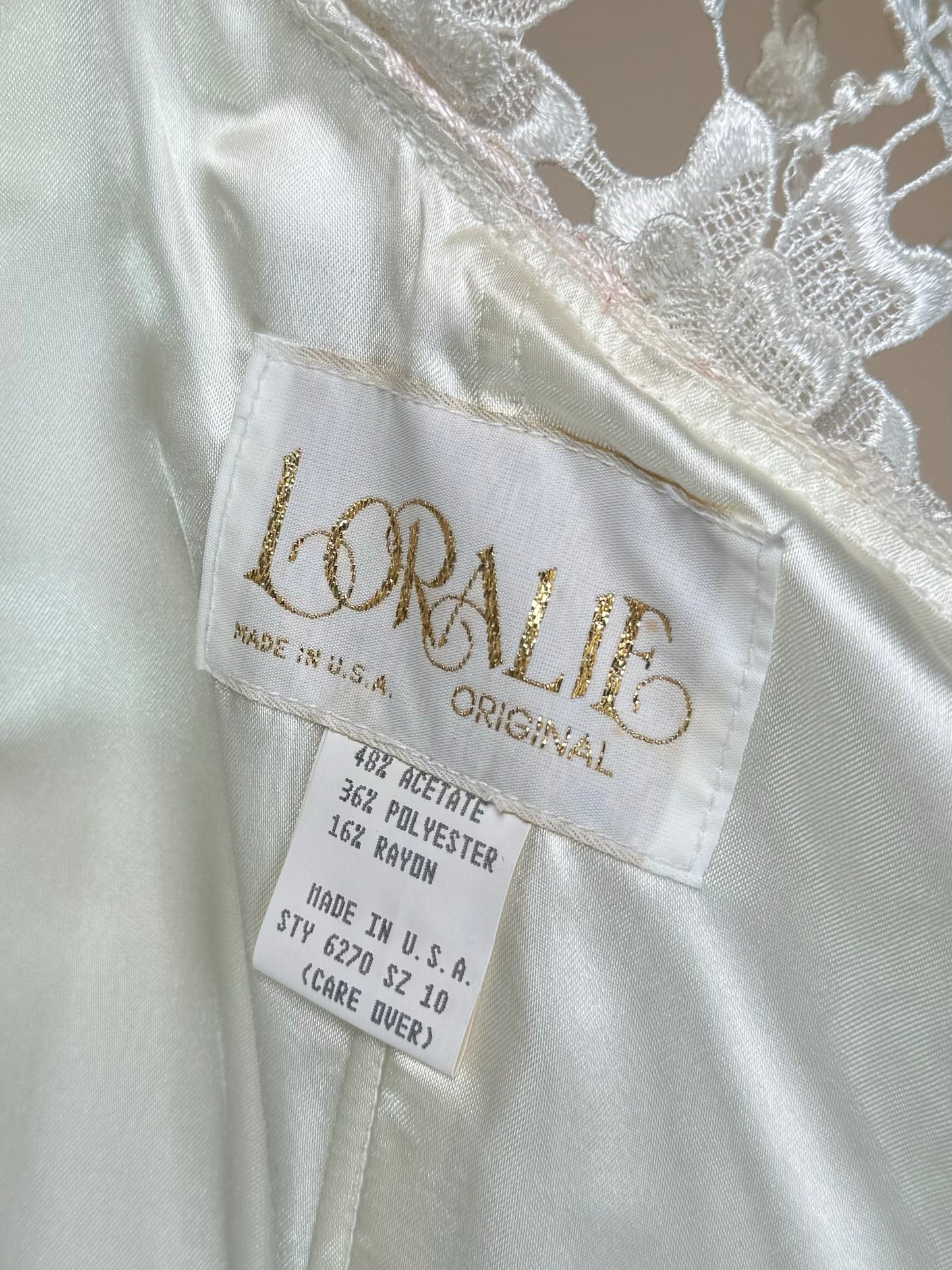Vintage 1980s | Loralie Lace Wedding Dress W/ Handkerchief Hem