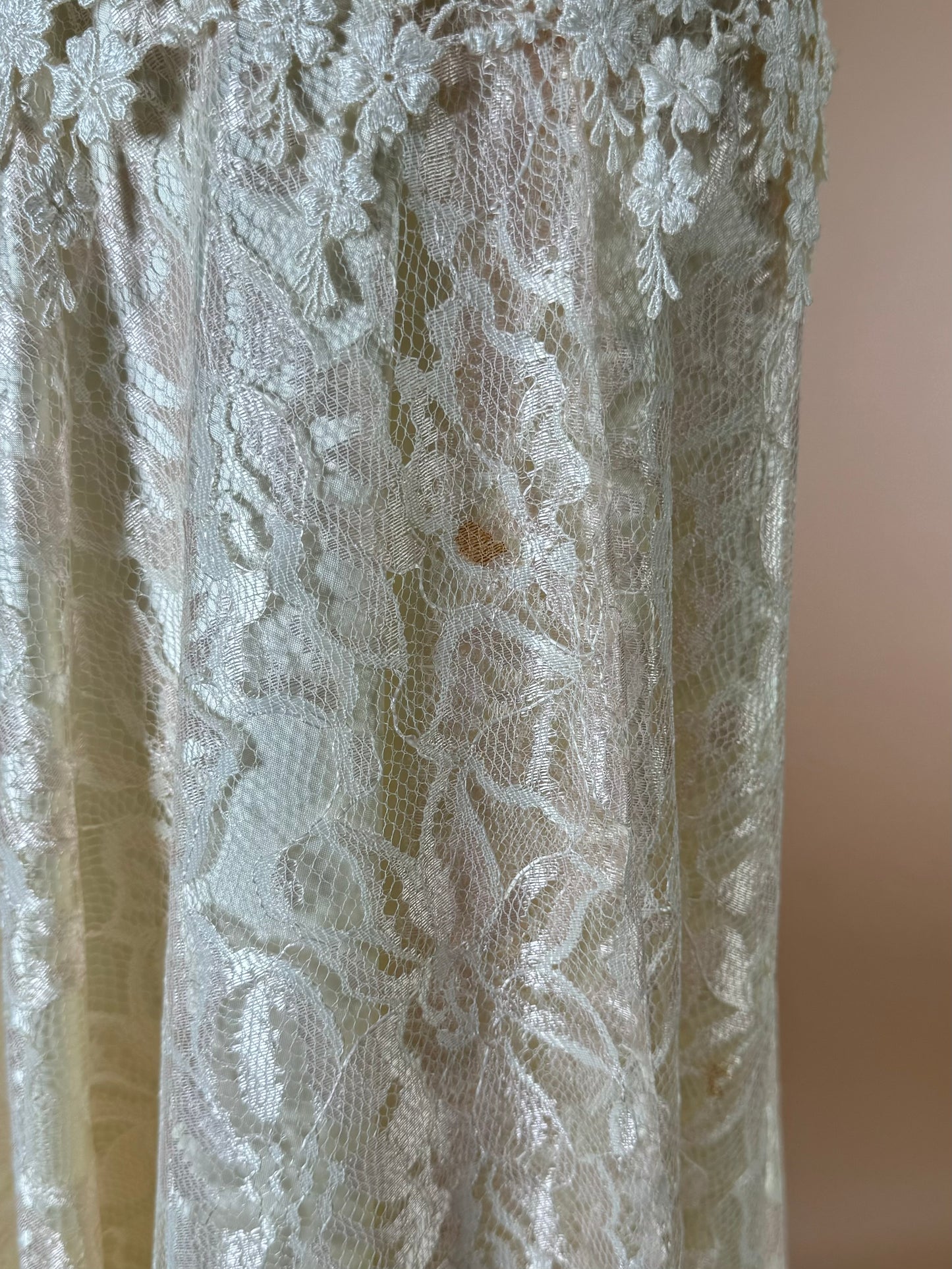 Vintage 1980s | Loralie Lace Wedding Dress W/ Handkerchief Hem