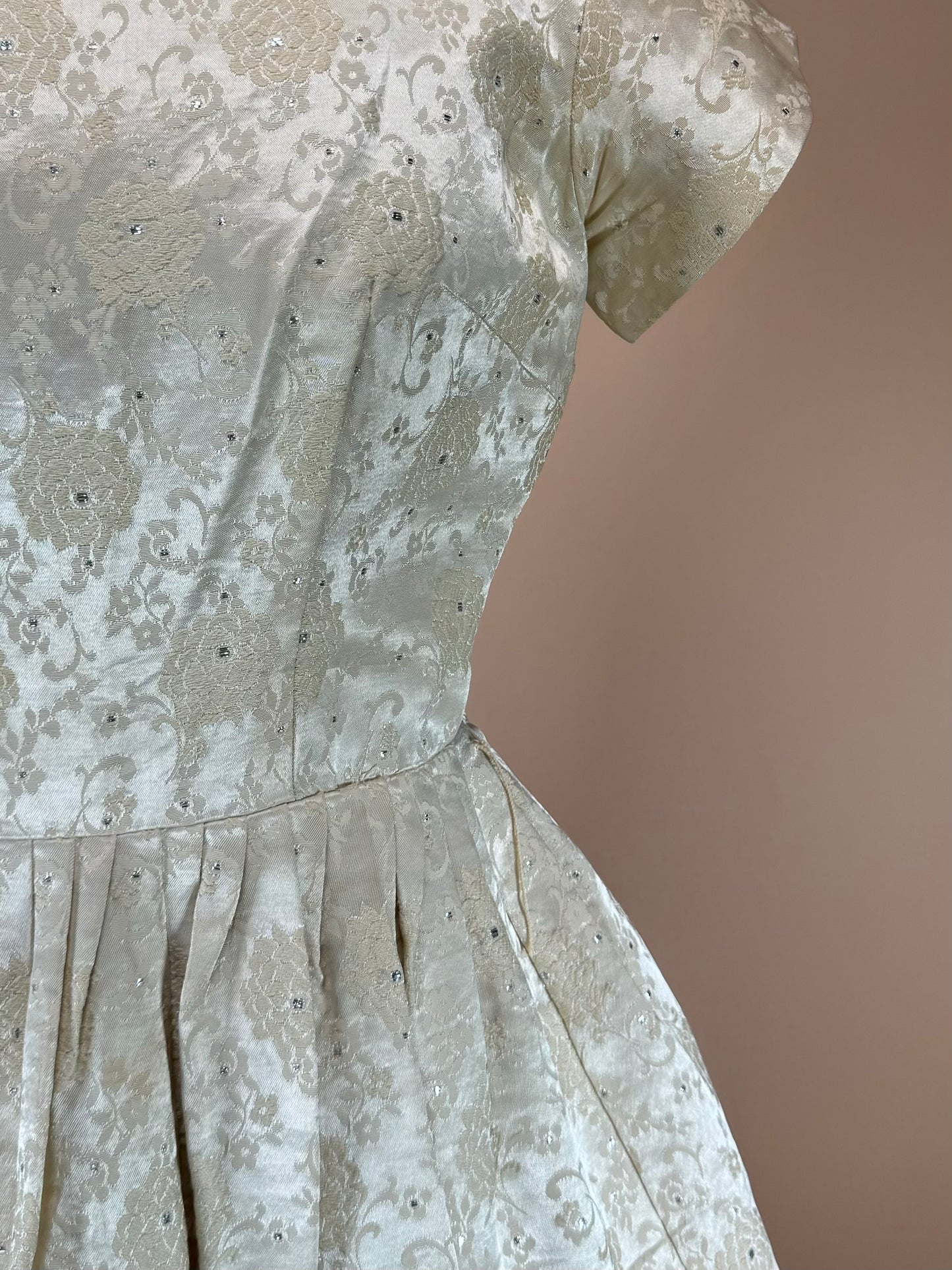 Vintage 1960s | Brocade Peplum Wedding/Party Dress