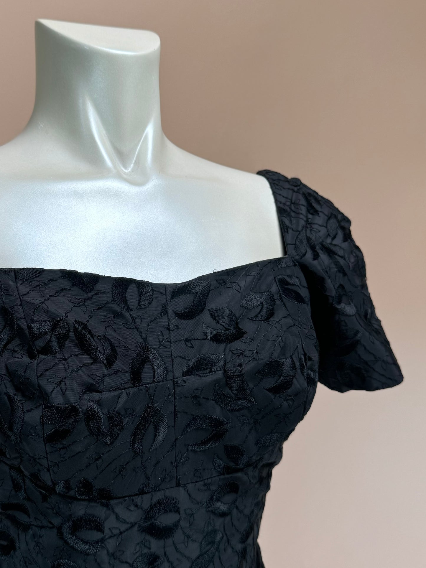 Vintage 1960s | Black Brocade Dress