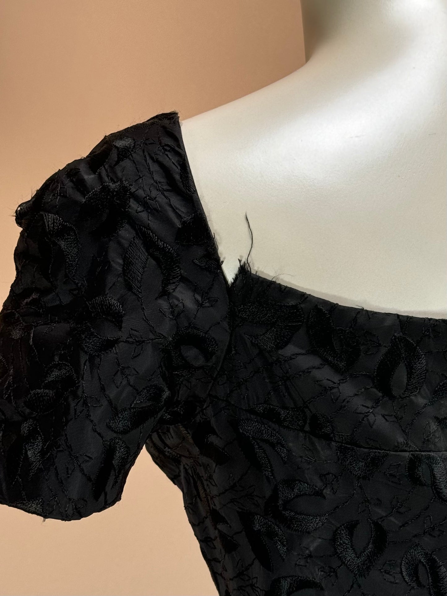 Vintage 1960s | Black Brocade Dress
