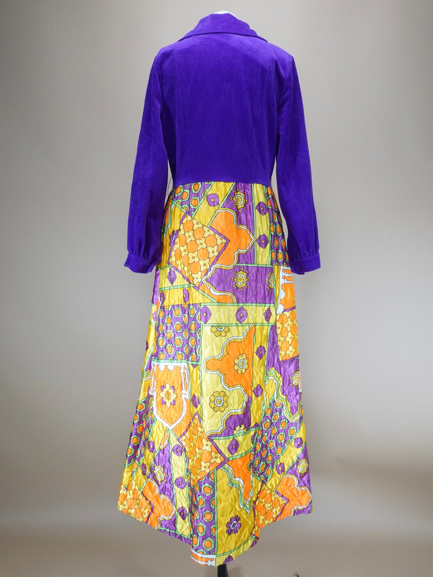 Vintage 1960s | Psychedelic "Flower Power" Quilted Maxi Dress