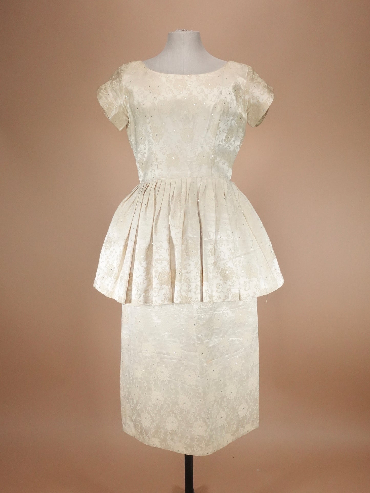 Vintage 1960s | Brocade Peplum Wedding/Party Dress