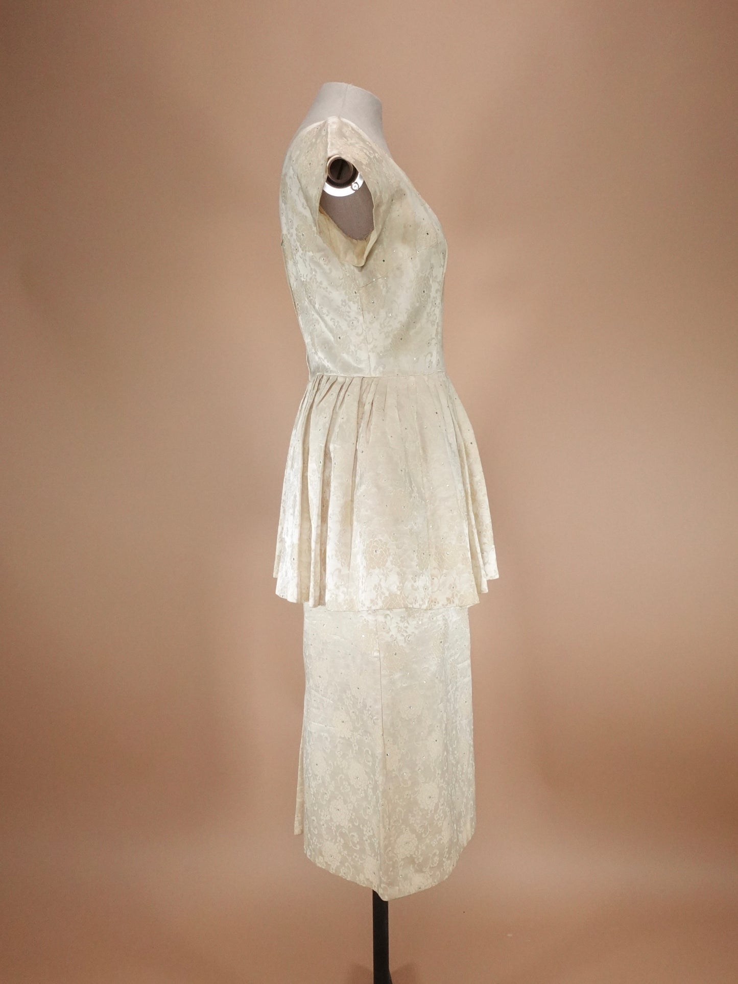 Vintage 1960s | Brocade Peplum Wedding/Party Dress