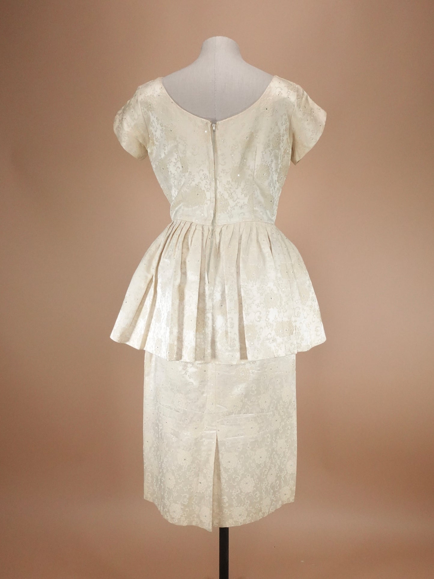 Vintage 1960s | Brocade Peplum Wedding/Party Dress