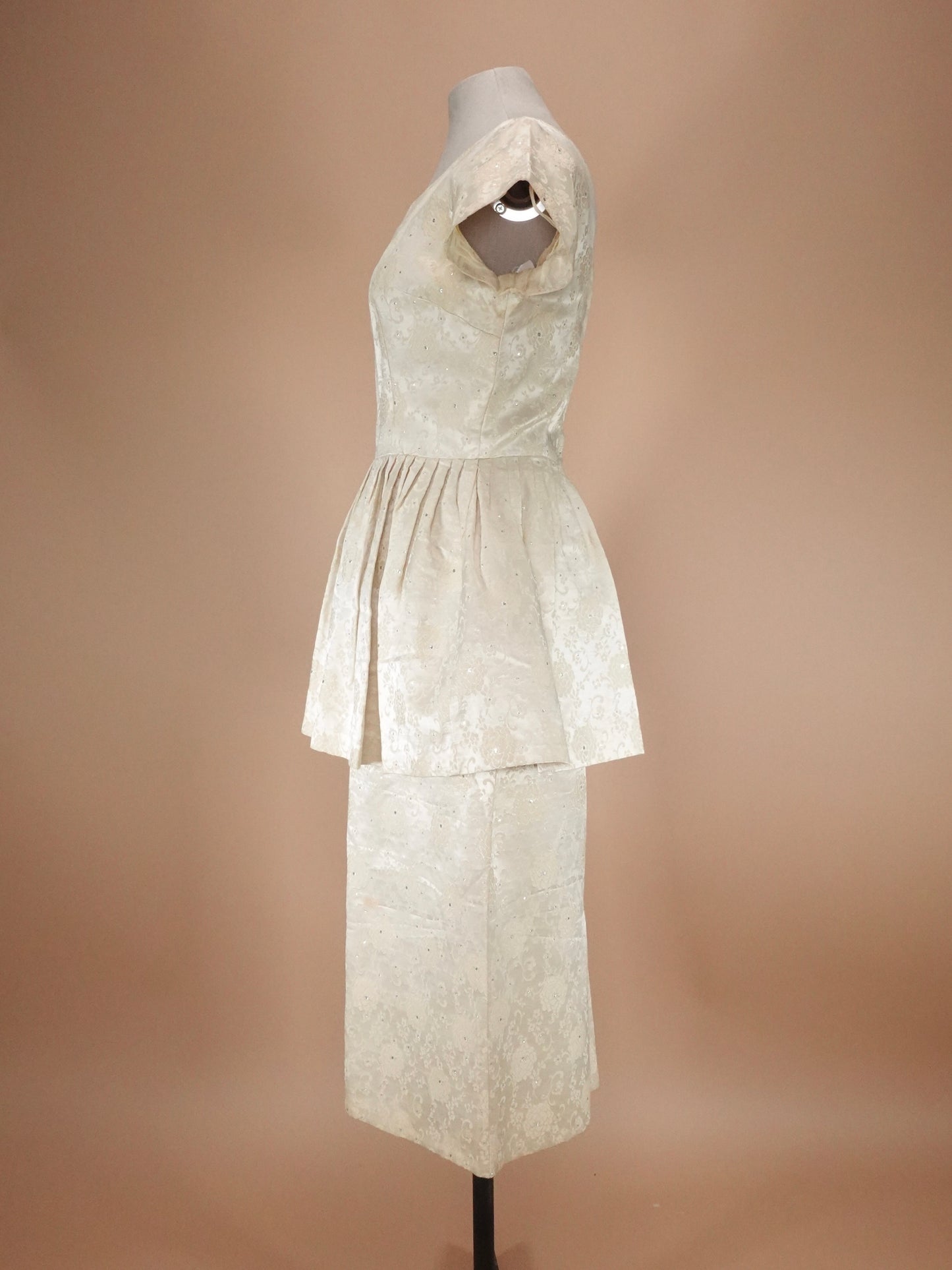 Vintage 1960s | Brocade Peplum Wedding/Party Dress