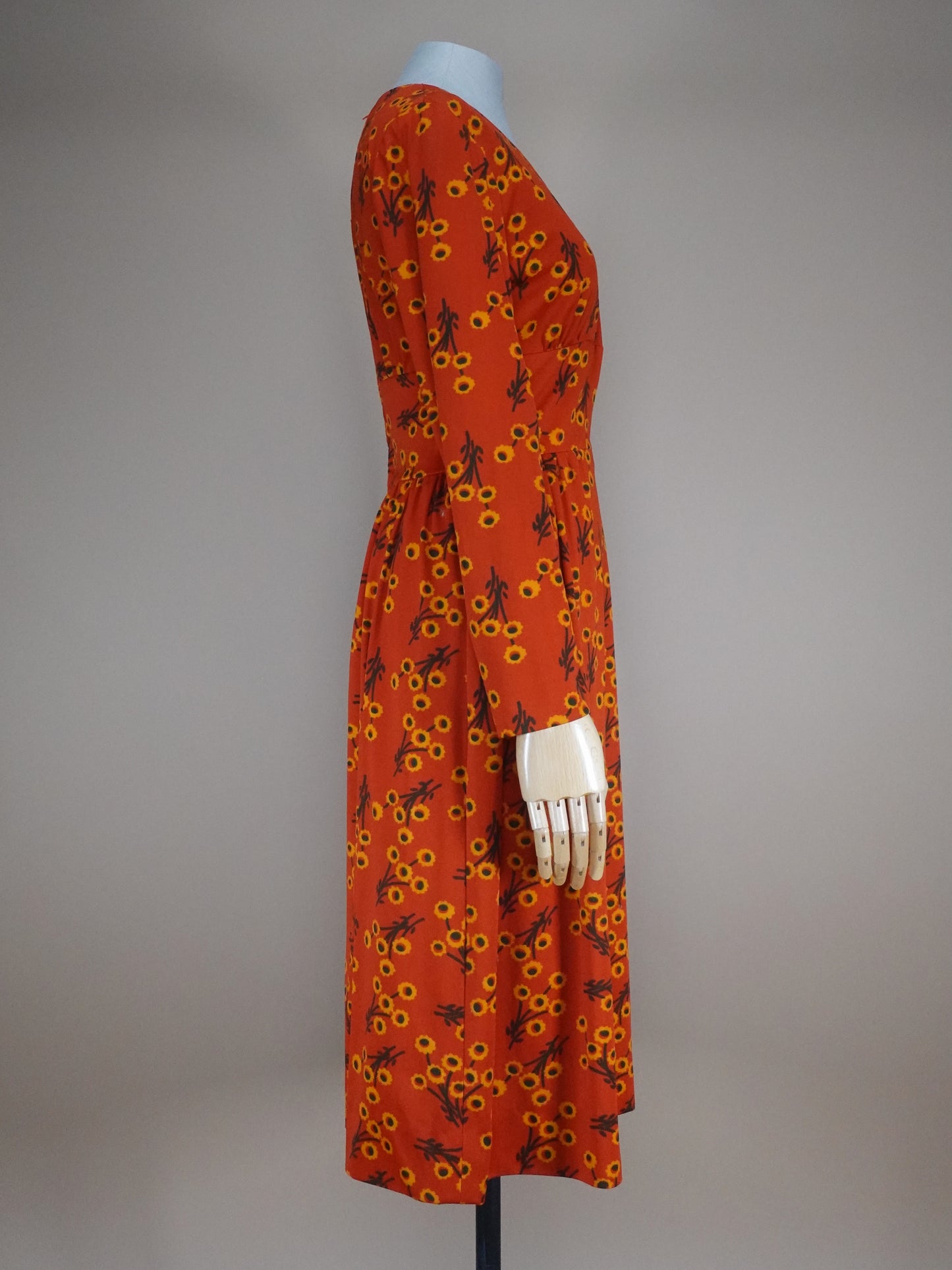 1970s - Polyester Floral Wrap Midi Dress