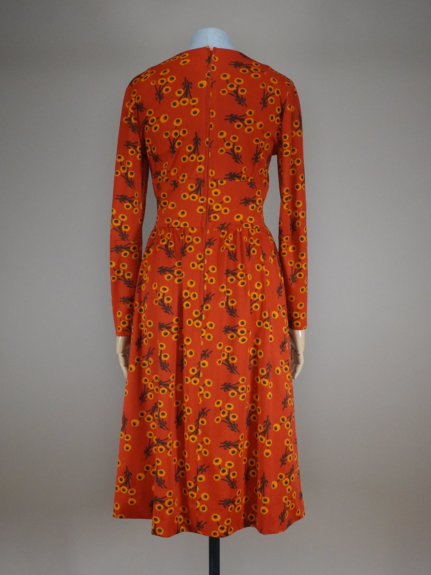 1970s - Polyester Floral Wrap Midi Dress