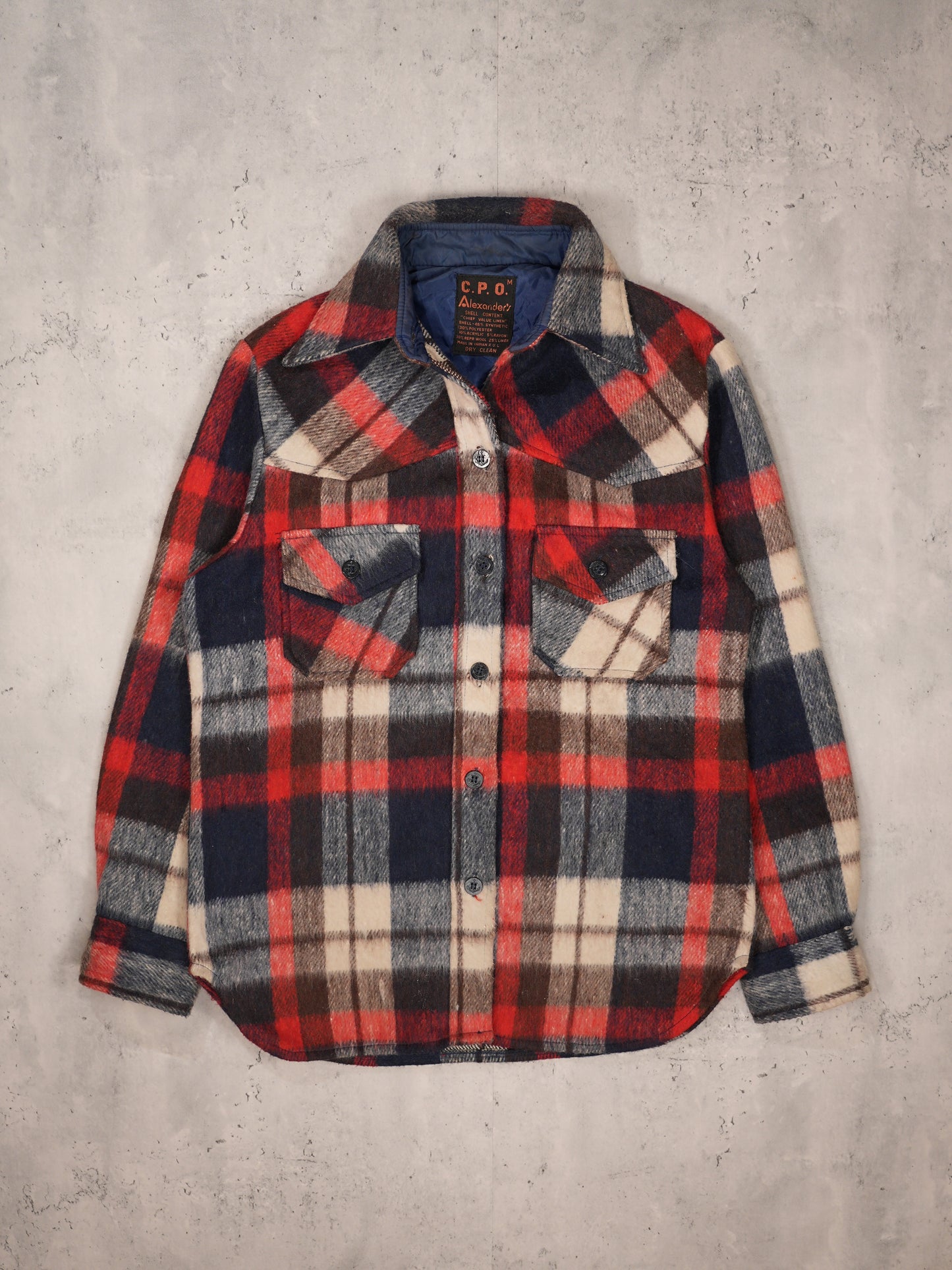 1990S - "C.P.O" BY ALEXANDERS BUTTON UP WOOL/SYNTHETIC SHIRT