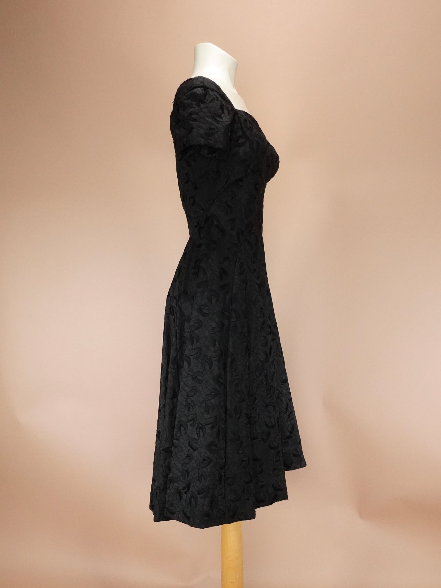 Vintage 1960s | Black Brocade Dress