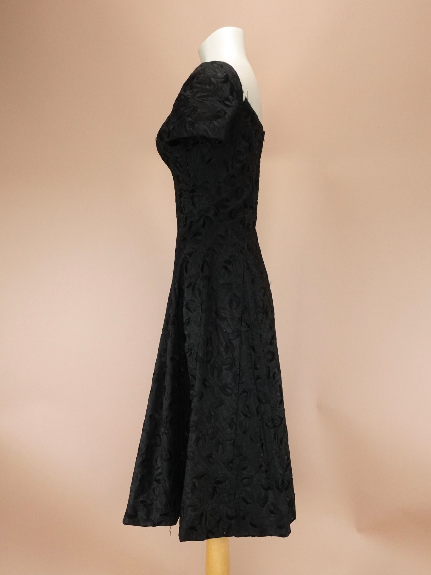 Vintage 1960s | Black Brocade Dress