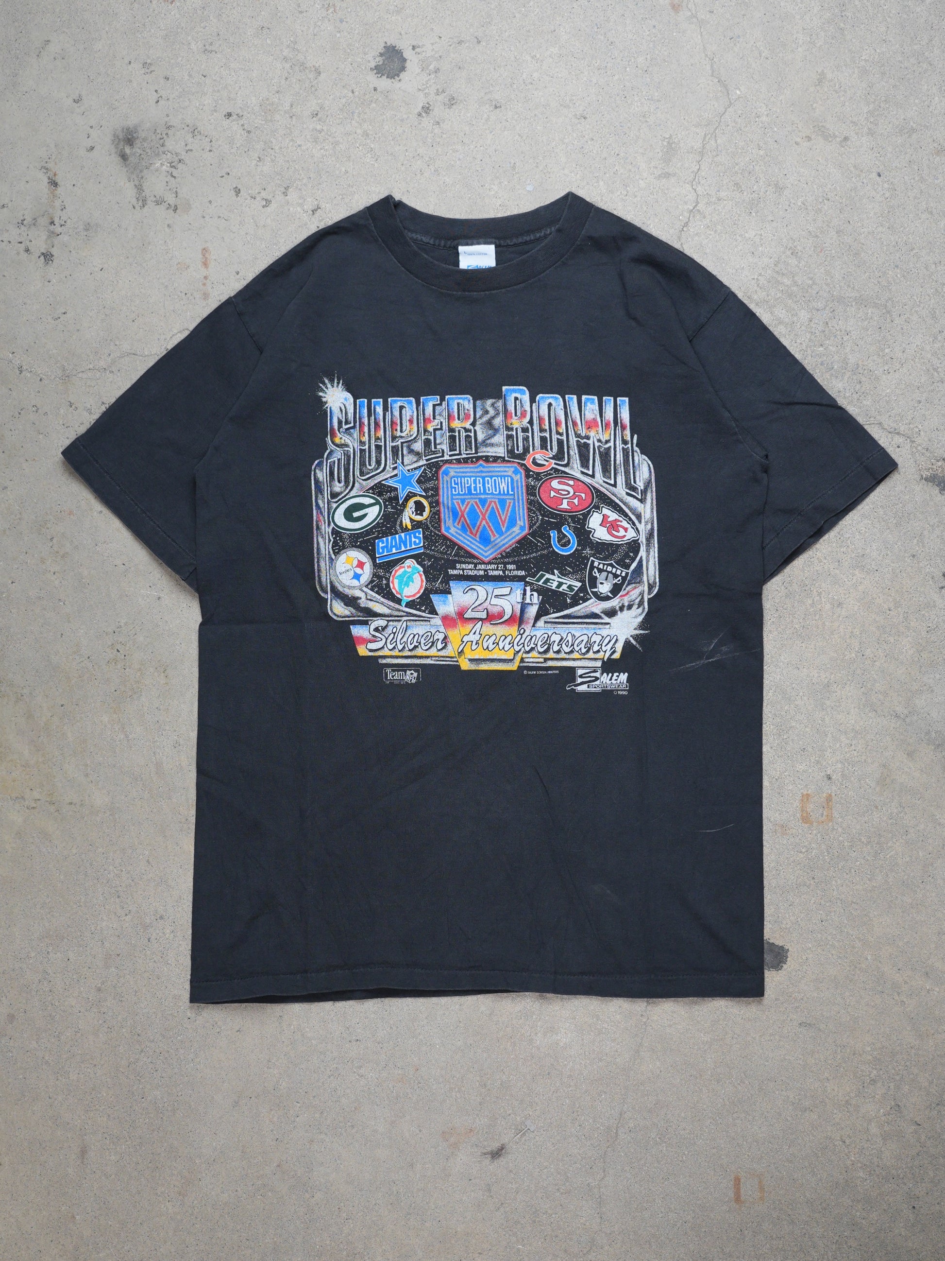 Salem 1990S - Super Bowl XXV Silver Anniversary T-Shirt (l)
