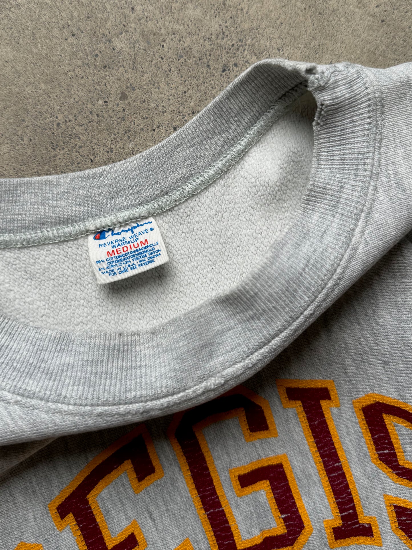 1980s - Champion Reverse Weave Grey "Regis" Crewneck Sweatshirt