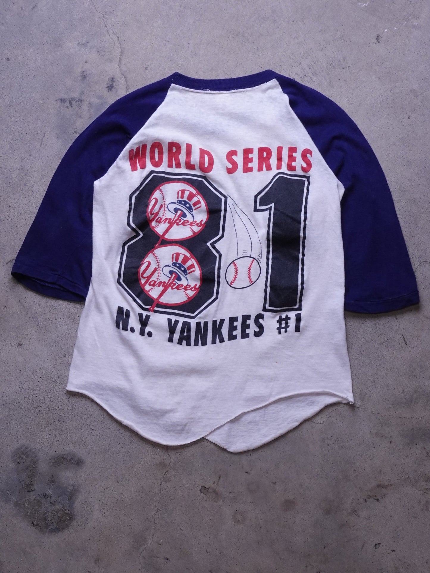 1980s - New York Yankies 3 1/4 Sleeve Baseball T-Shirt