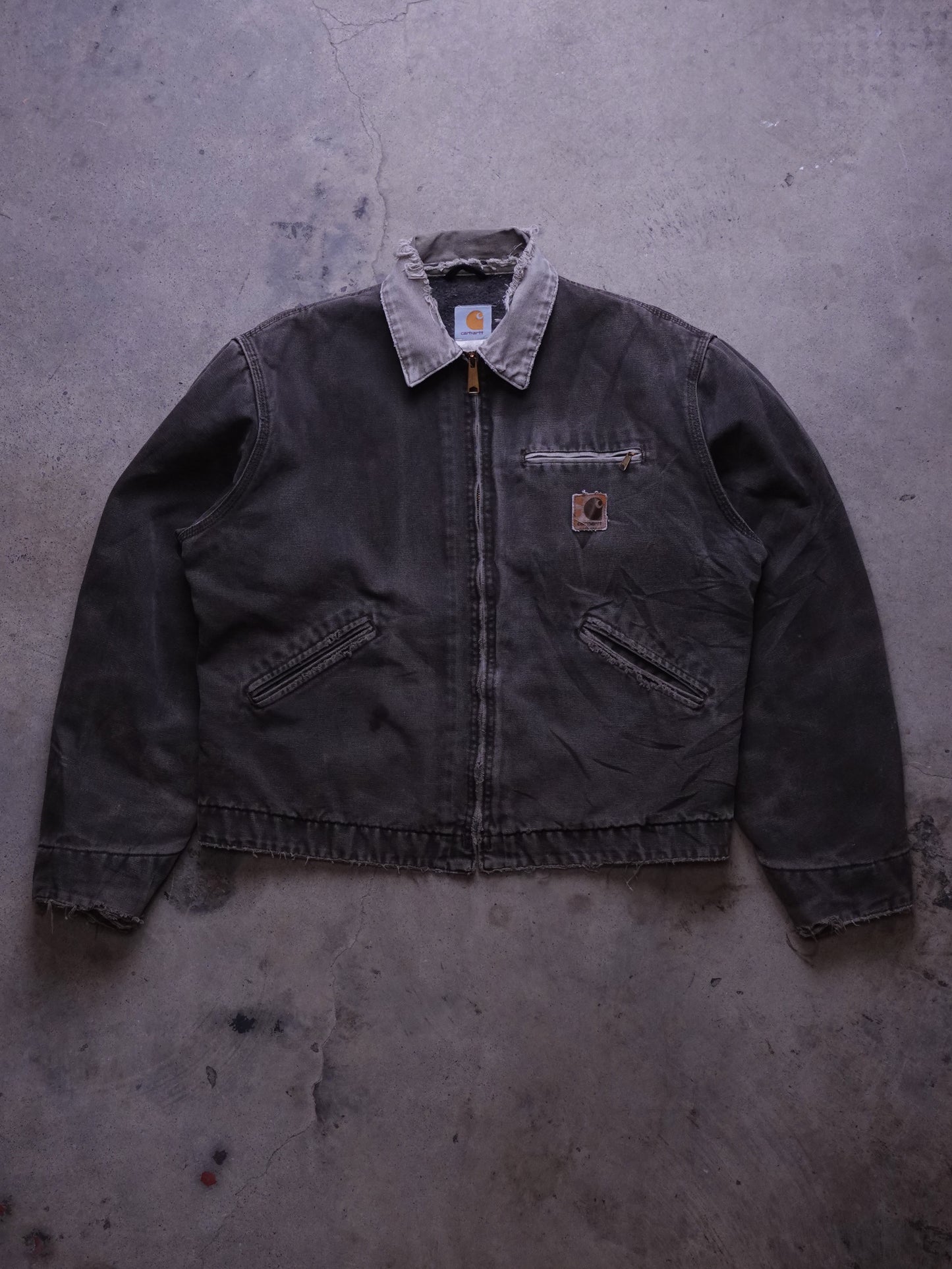 1990s - Carhartt Detroit Brown/Mocha Distressed Duck Canvas Work Jacket