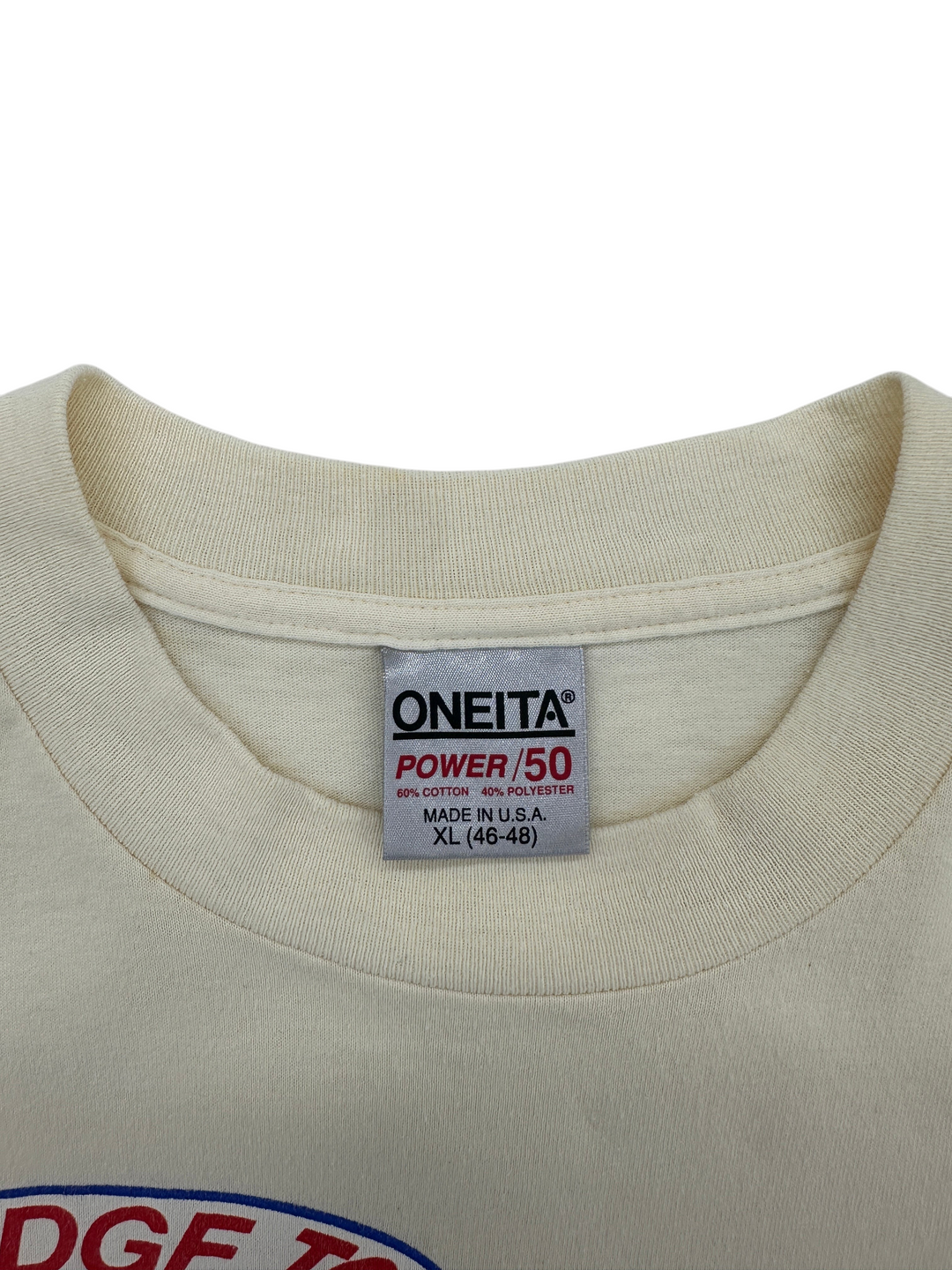Exile Vintage 1990s National Scout Jamboree T-shirt featuring an Oneita Power 50 tag in cream cotton blend fabric