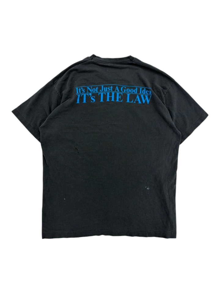 Exile Vintage black 1990s Einstein T-shirt with blue graphic text on the back reading It&